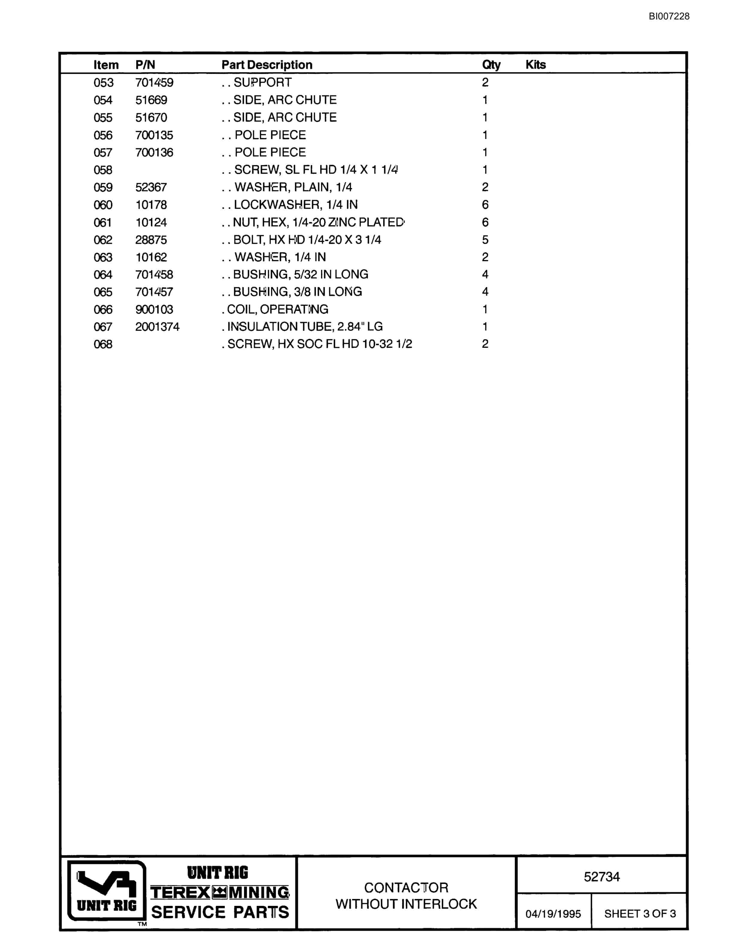 Bucyrus MT-3600B Parts Catalog BI007228-3