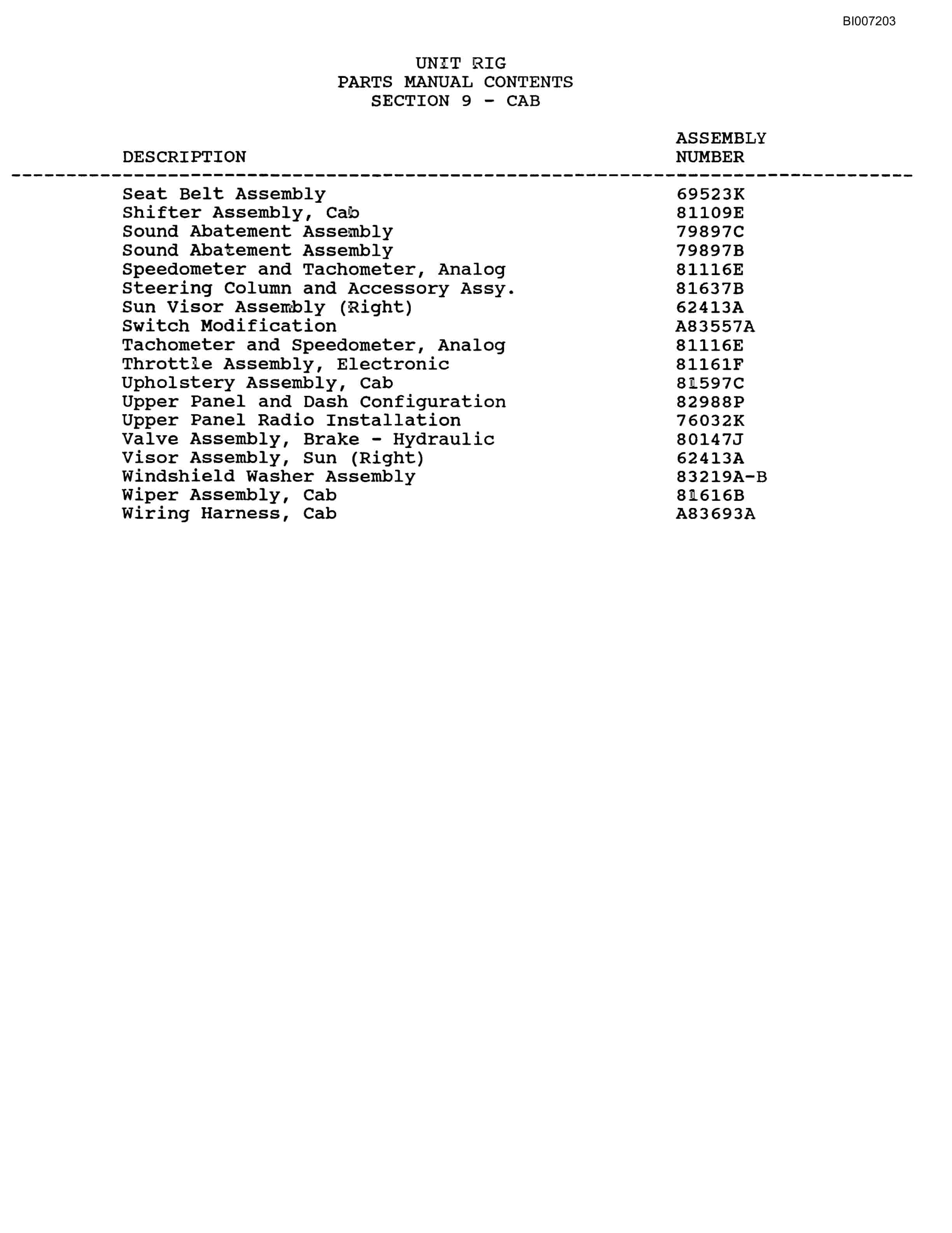 Bucyrus MT-3700 Parts Catalog BI007203-2