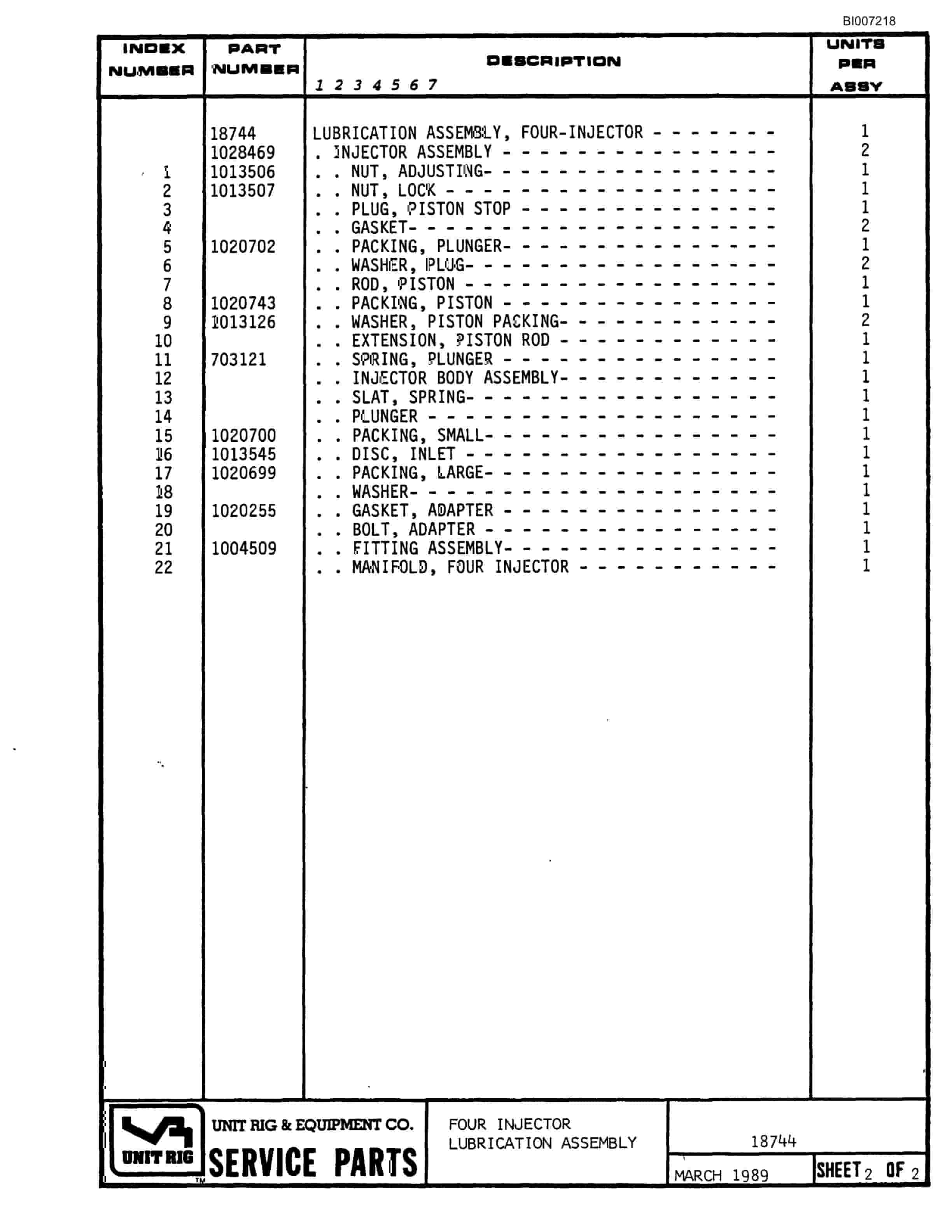 Bucyrus MT-3700 Parts Catalog BI007218-3
