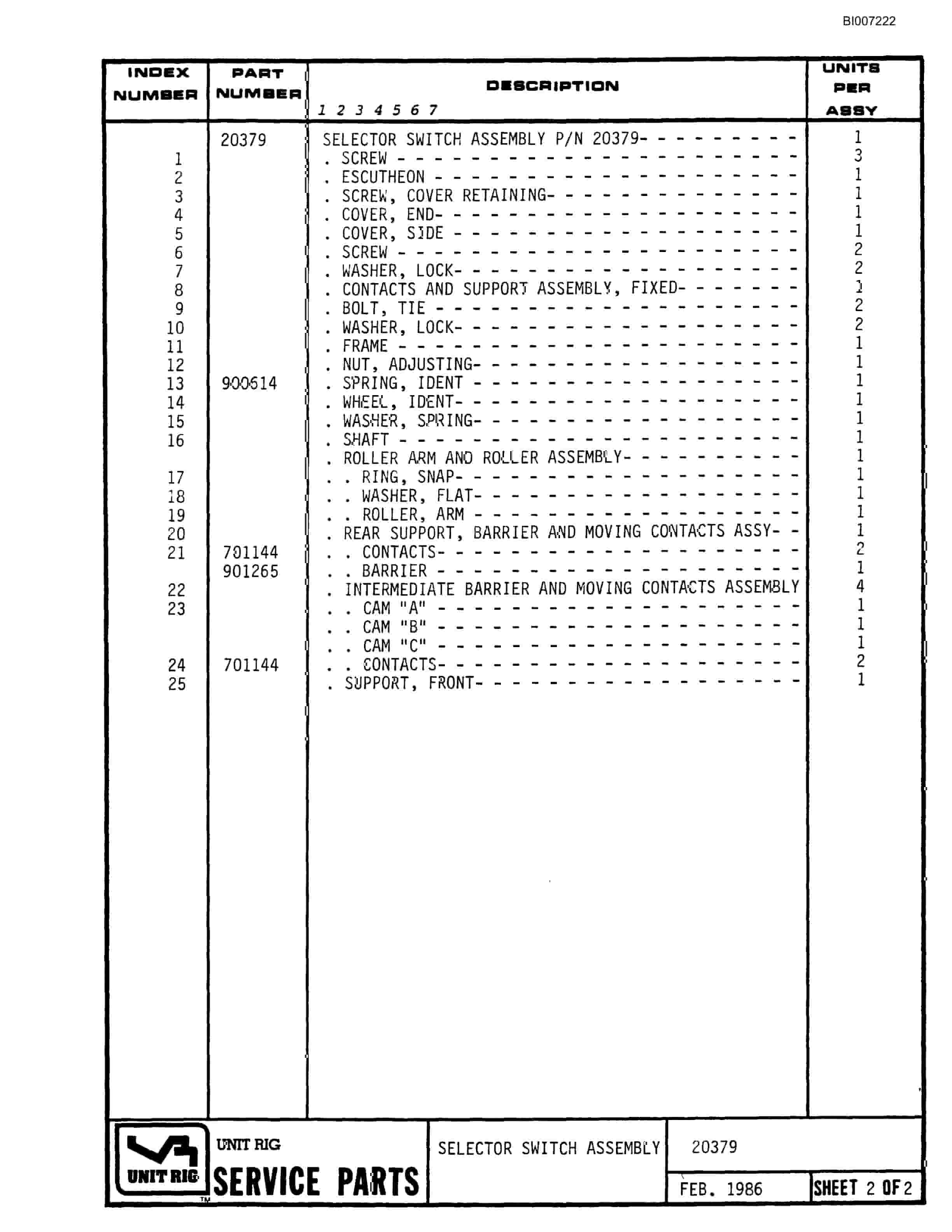 Bucyrus MT-3700 Parts Catalog BI007222-3