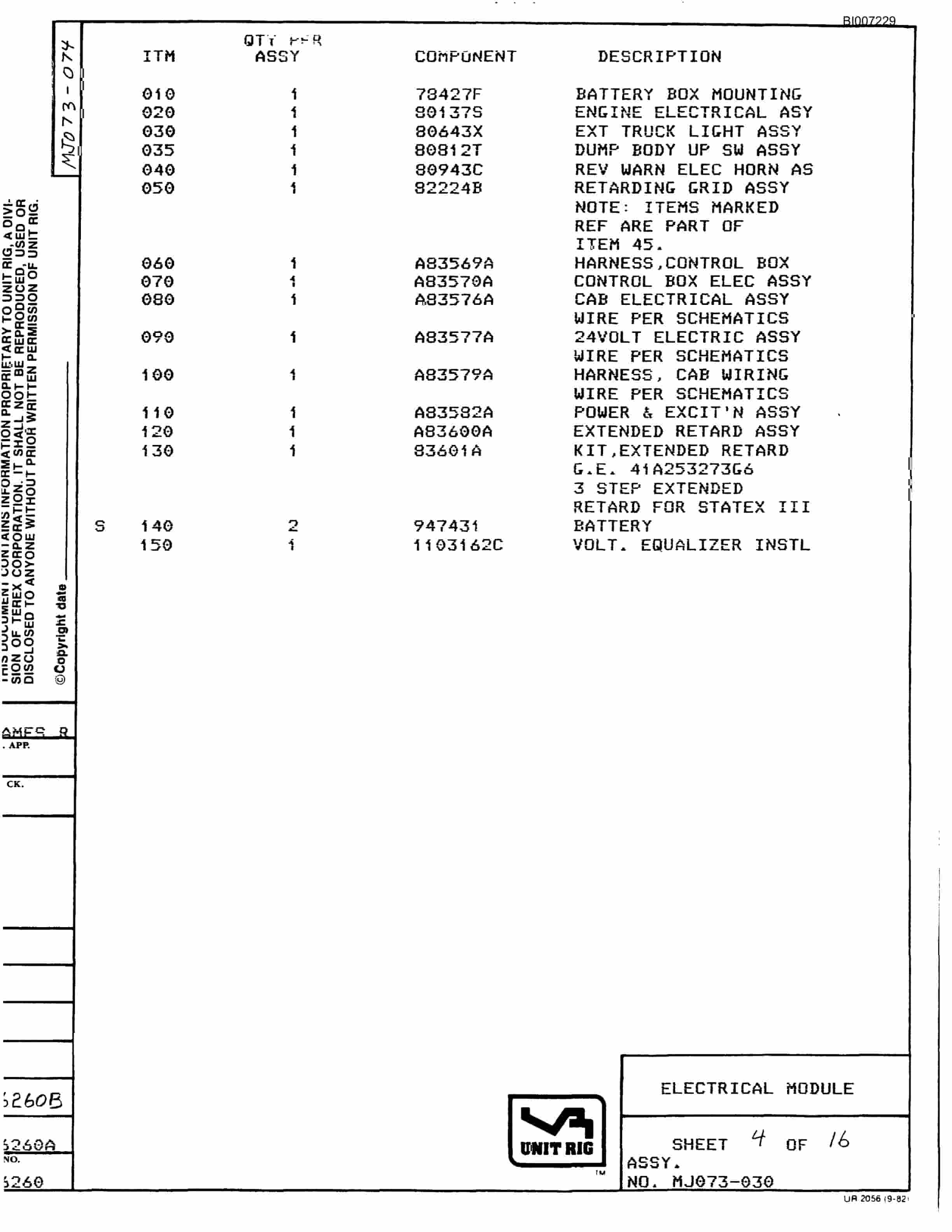 Bucyrus MT-3700 Parts Catalog BI007229-3