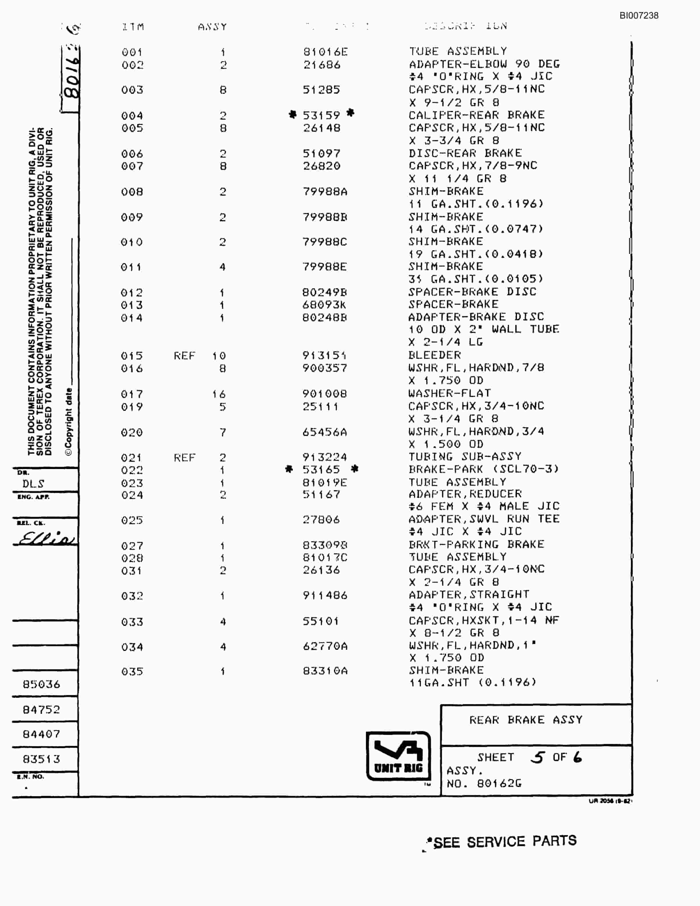 Bucyrus MT-3700 Parts Catalog BI007238-2
