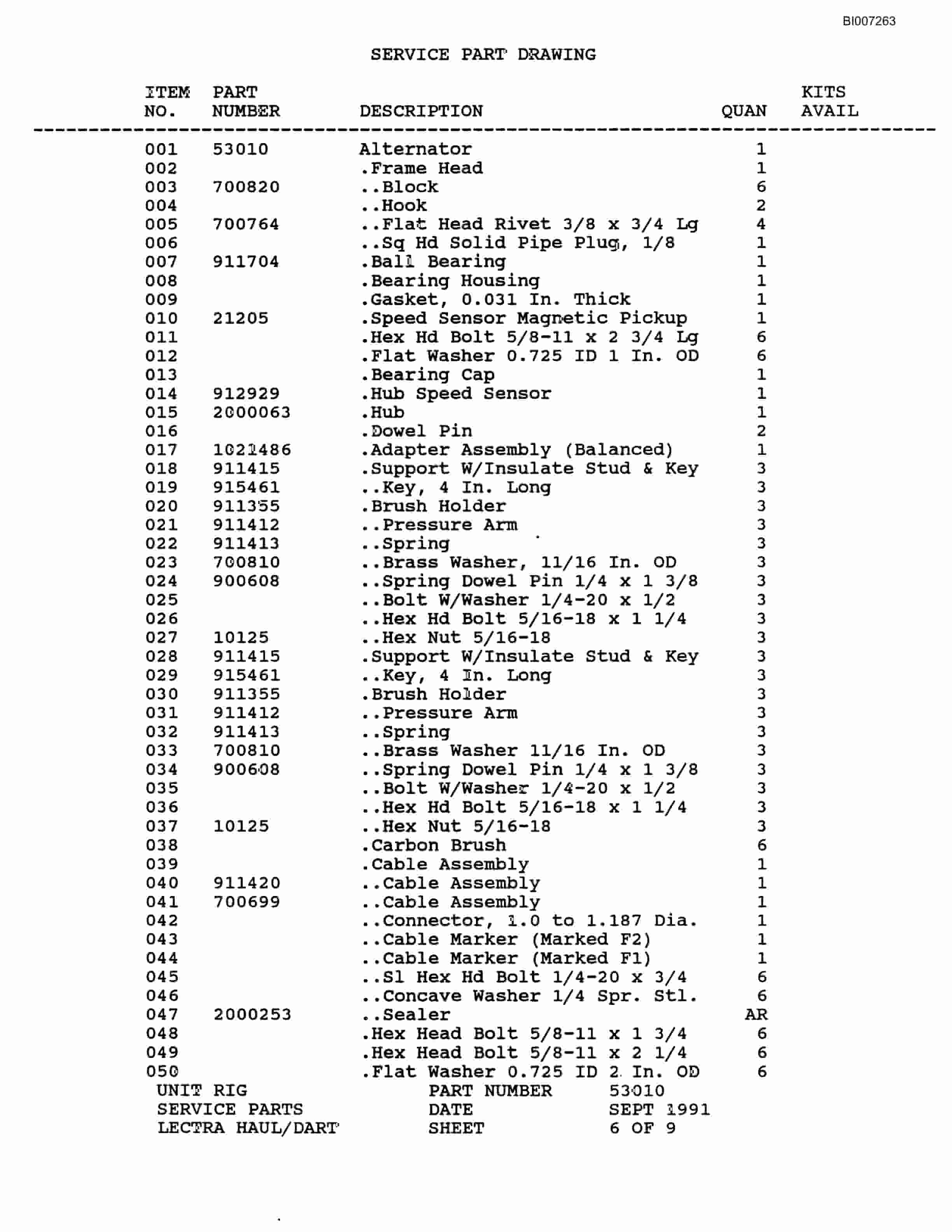 Bucyrus MT-3700 Parts Catalog BI007263-5