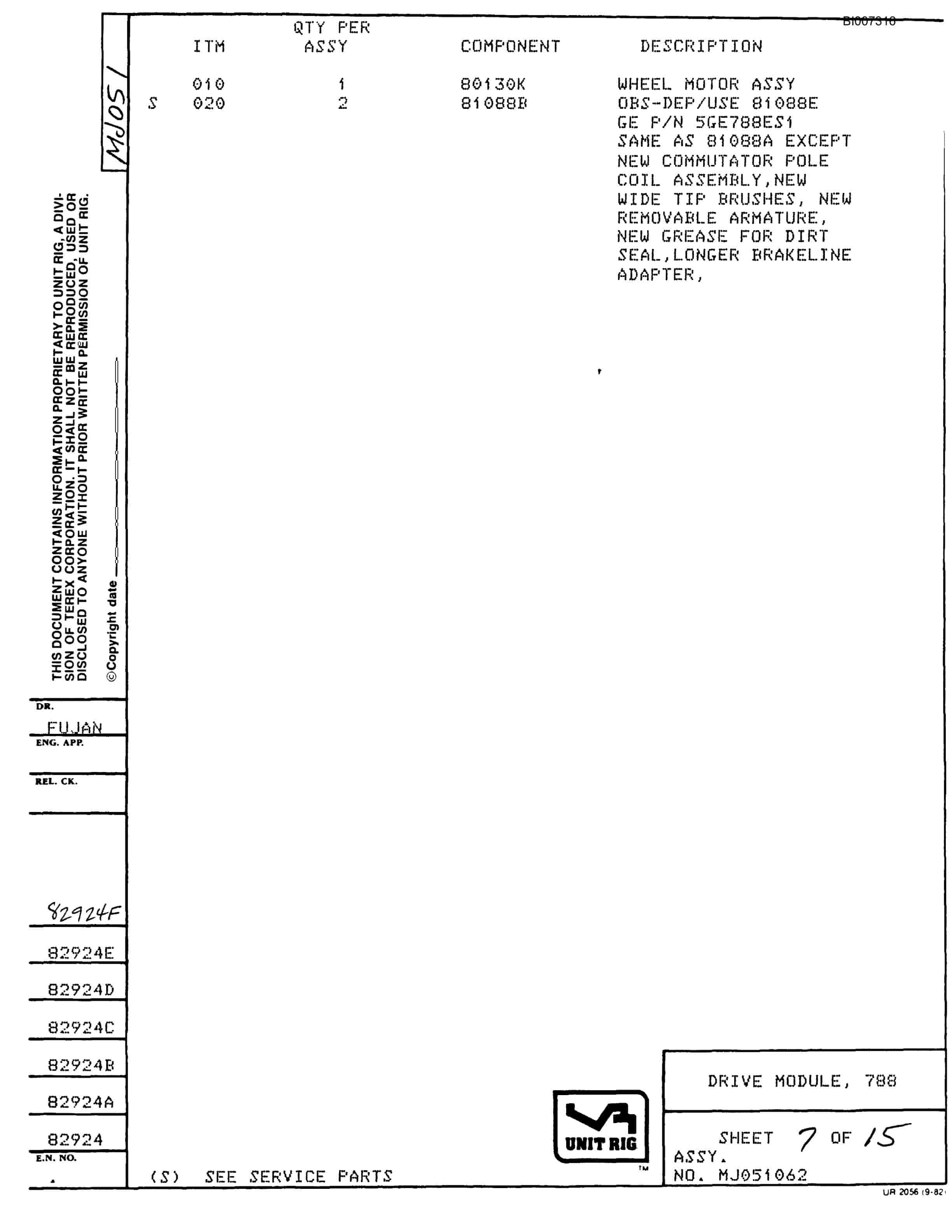Bucyrus MT-3700 Parts Catalog BI007316-3