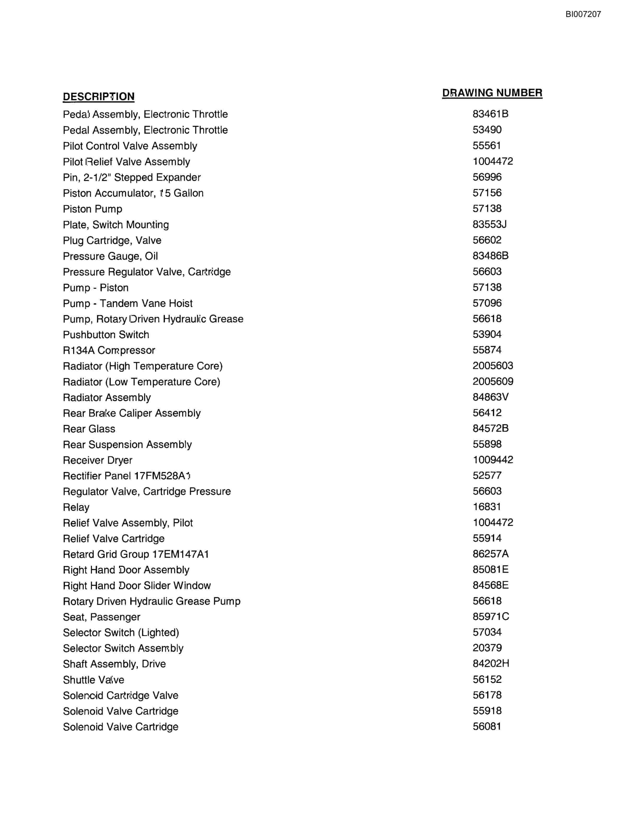 Bucyrus MT-3700AC Parts Catalog BI007207-3