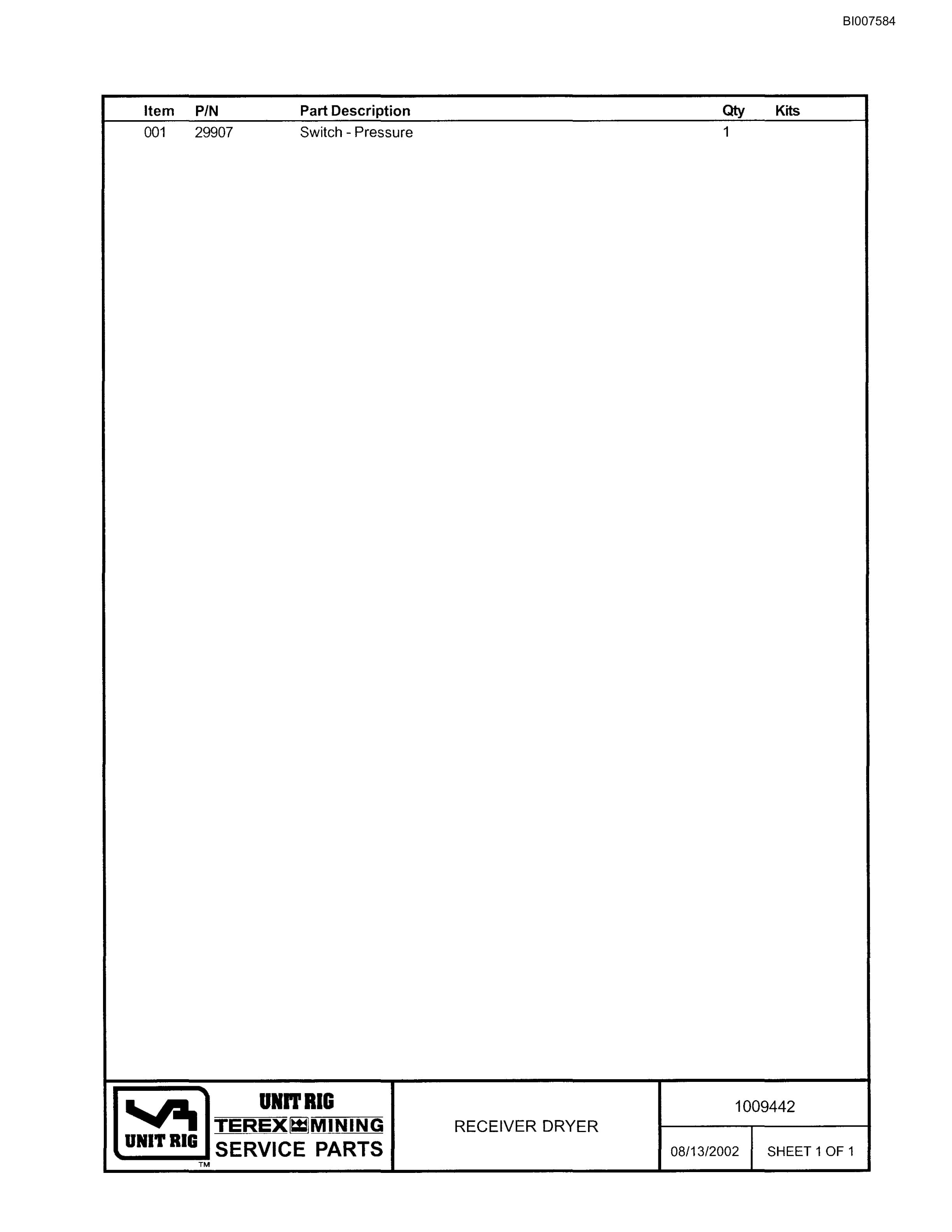 Bucyrus MT-3700AC Parts Catalog BI007584-3