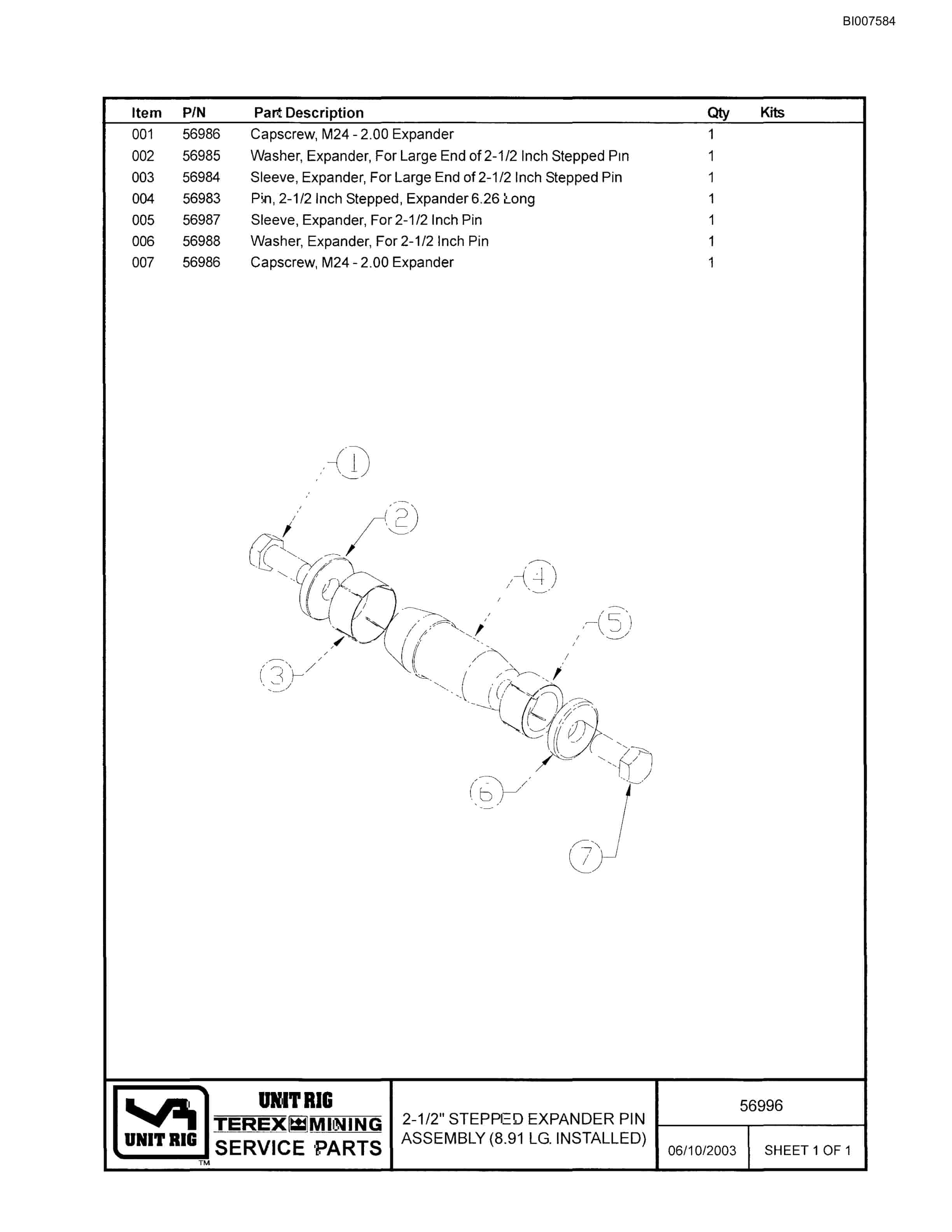 Bucyrus MT-3700AC Parts Catalog BI007584-5