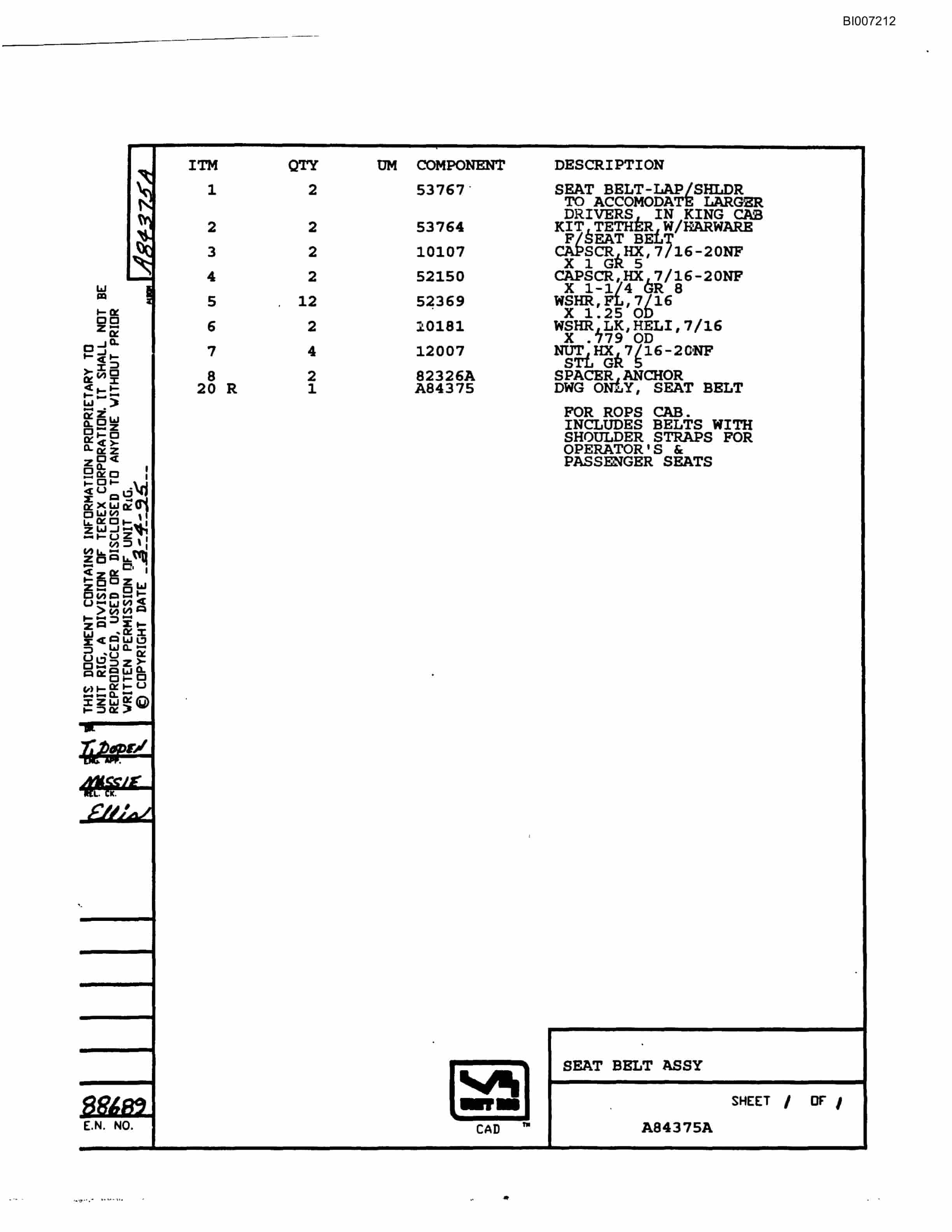 Bucyrus MT-3700B Parts Catalog BI007212-2