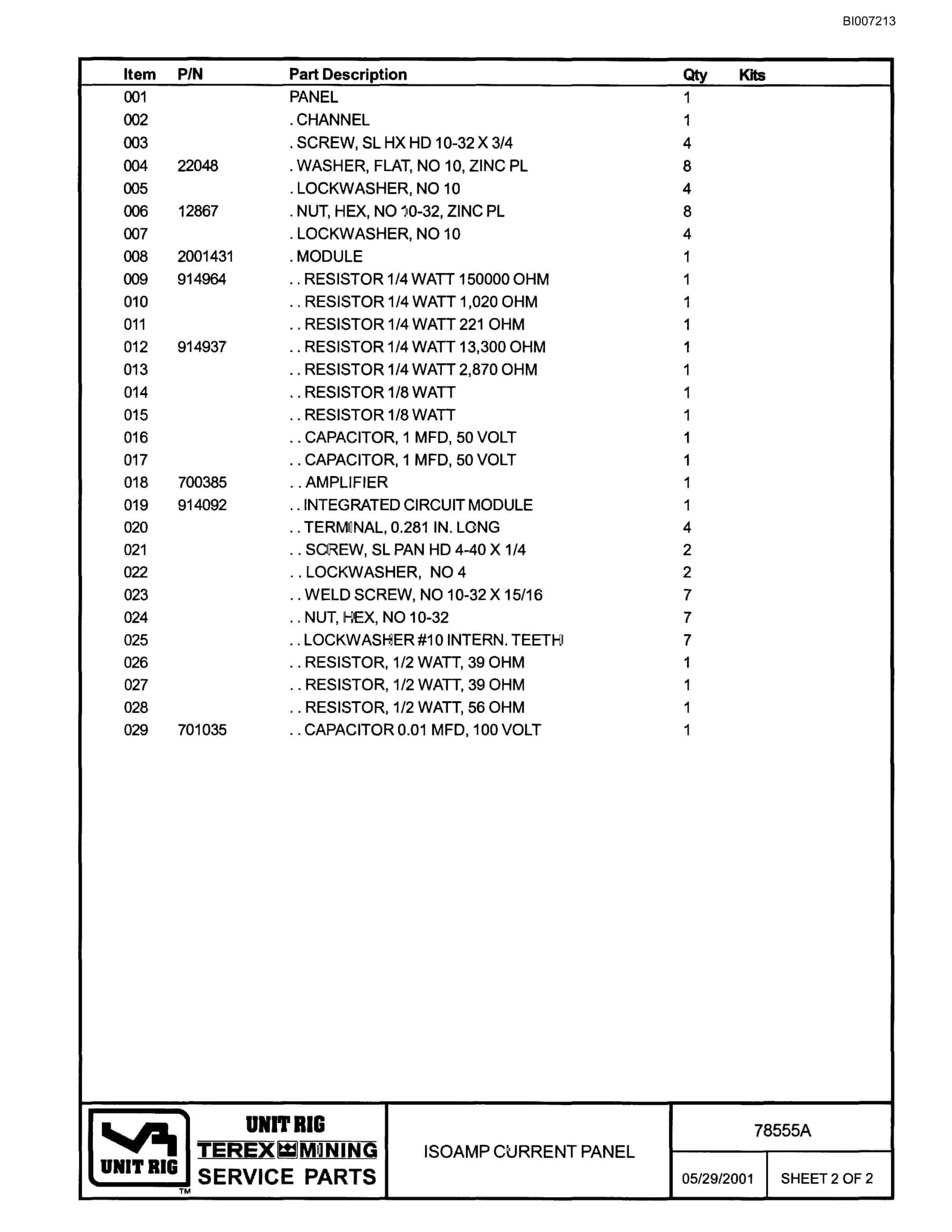 Bucyrus MT-3700B Parts Catalog BI007213-5