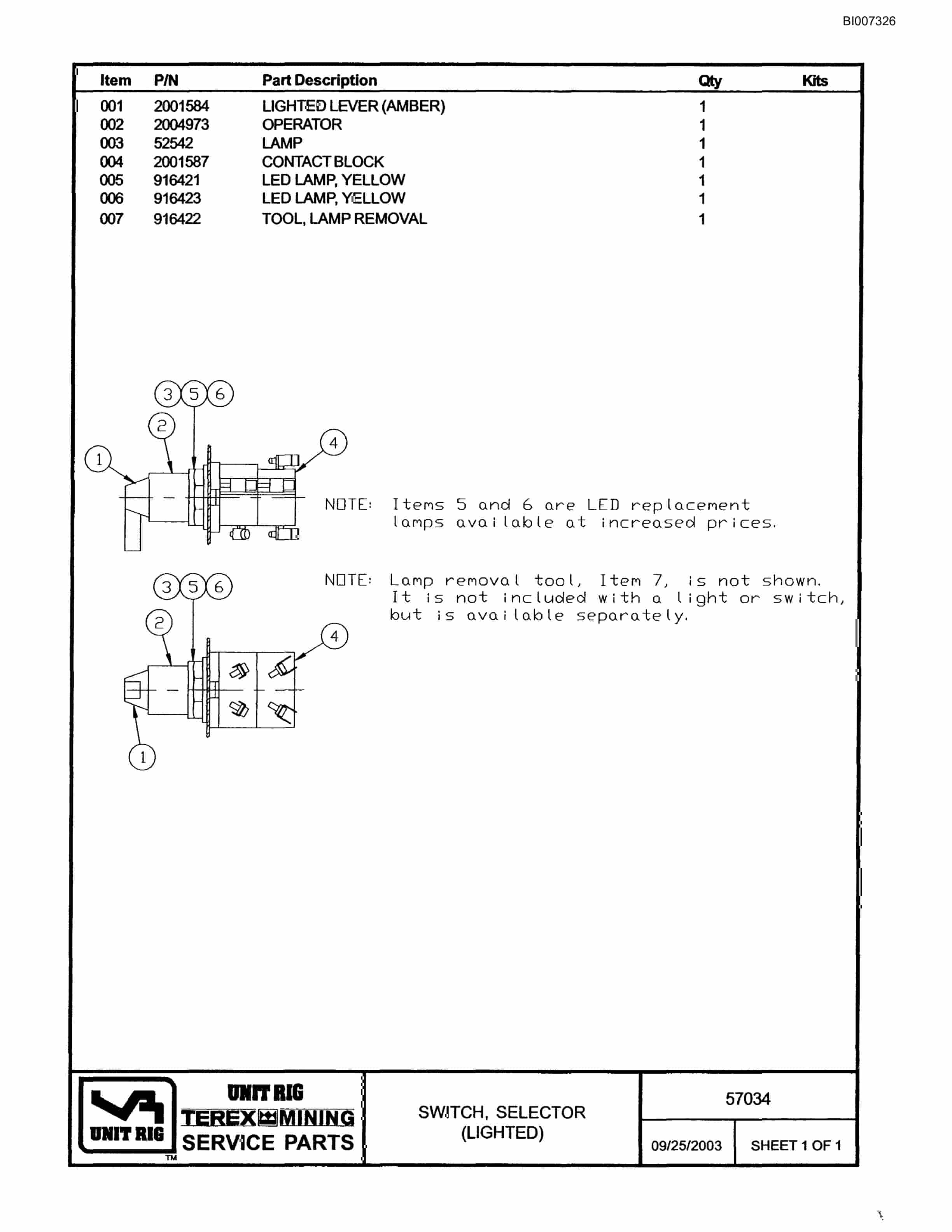 Bucyrus MT-3700B Parts Catalog BI007326-5