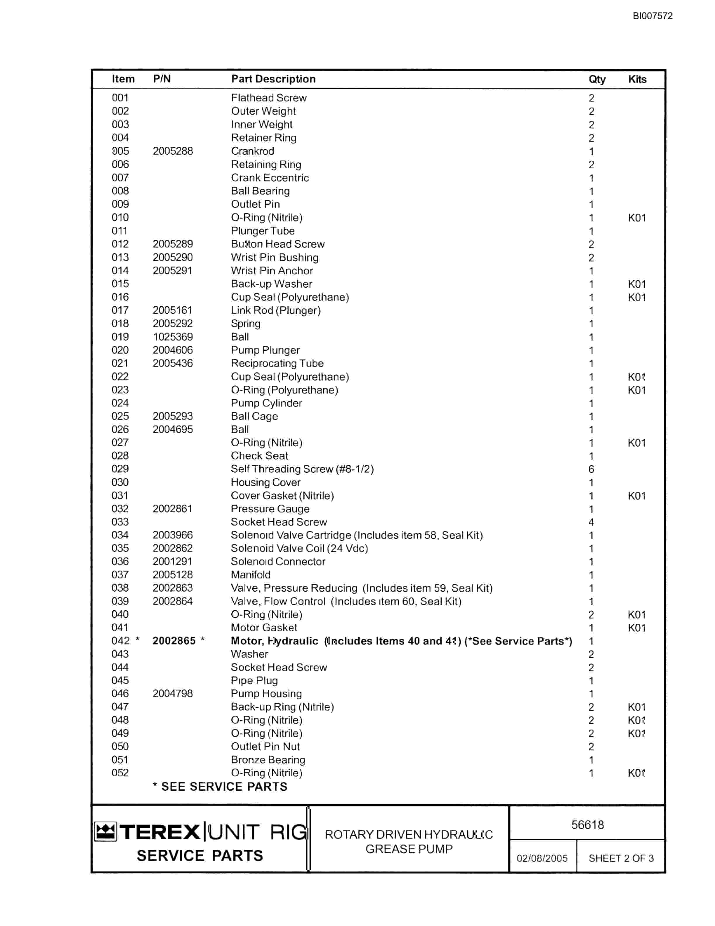 Bucyrus MT-3700B Parts Catalog BI007572-5