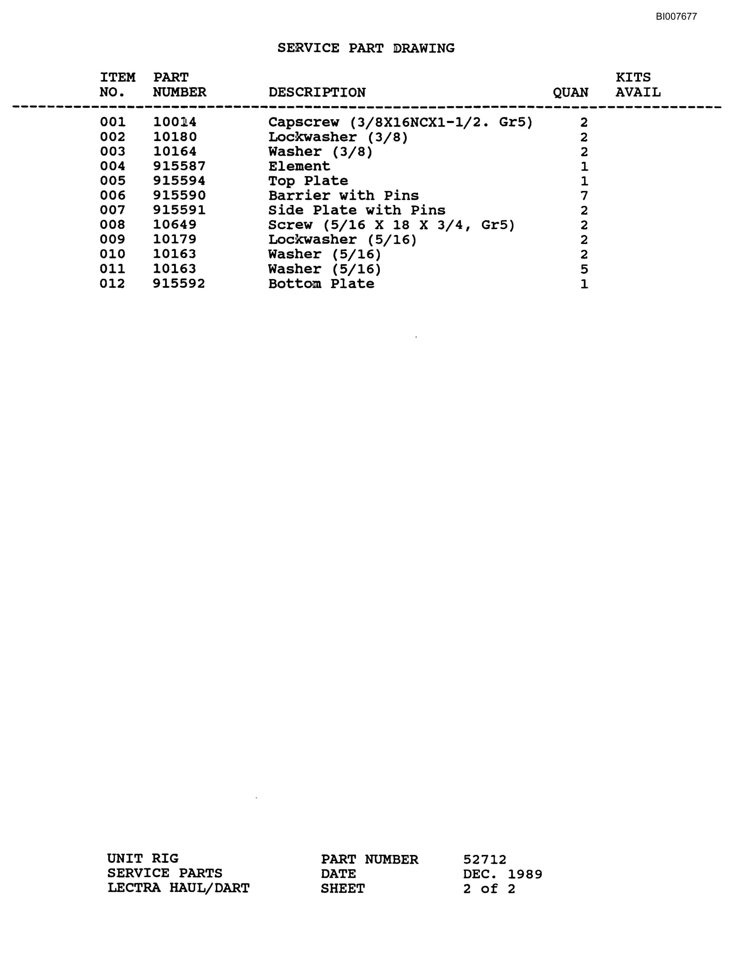 Bucyrus MT-4000 Parts Catalog BI007677-5