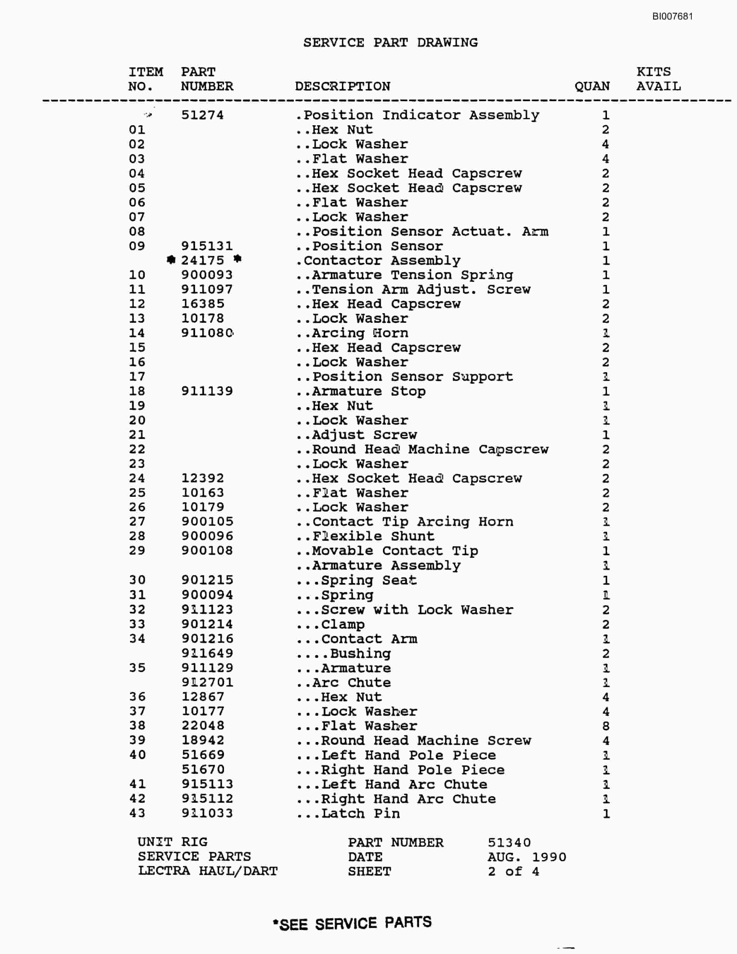 Bucyrus MT-4000 Parts Catalog BI007681-4