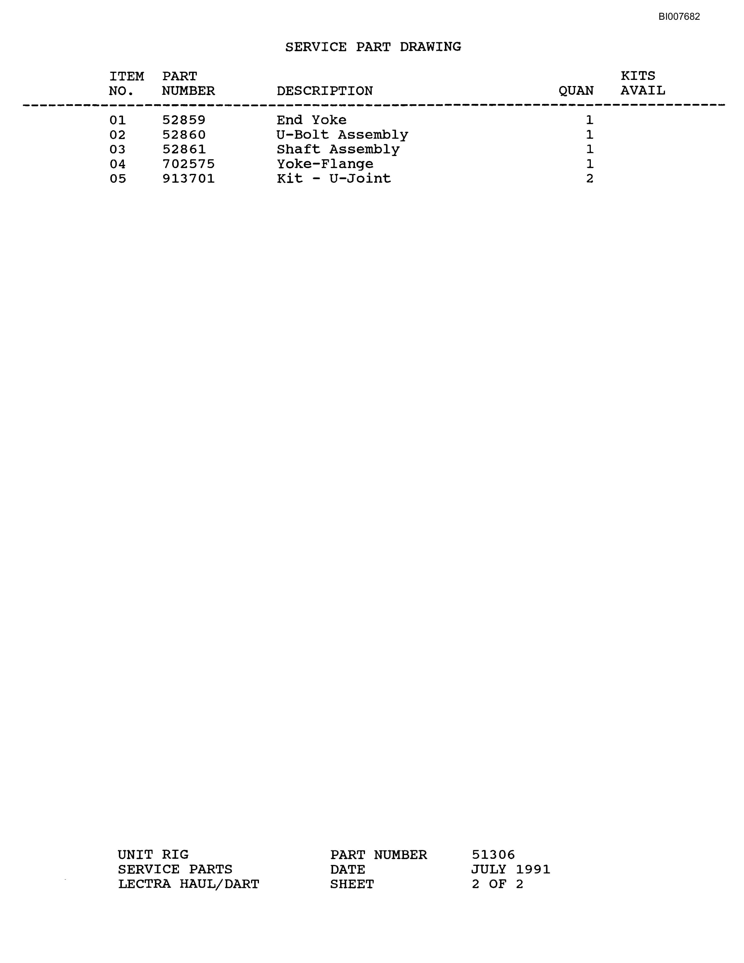 Bucyrus MT-4000 Parts Catalog BI007682-4