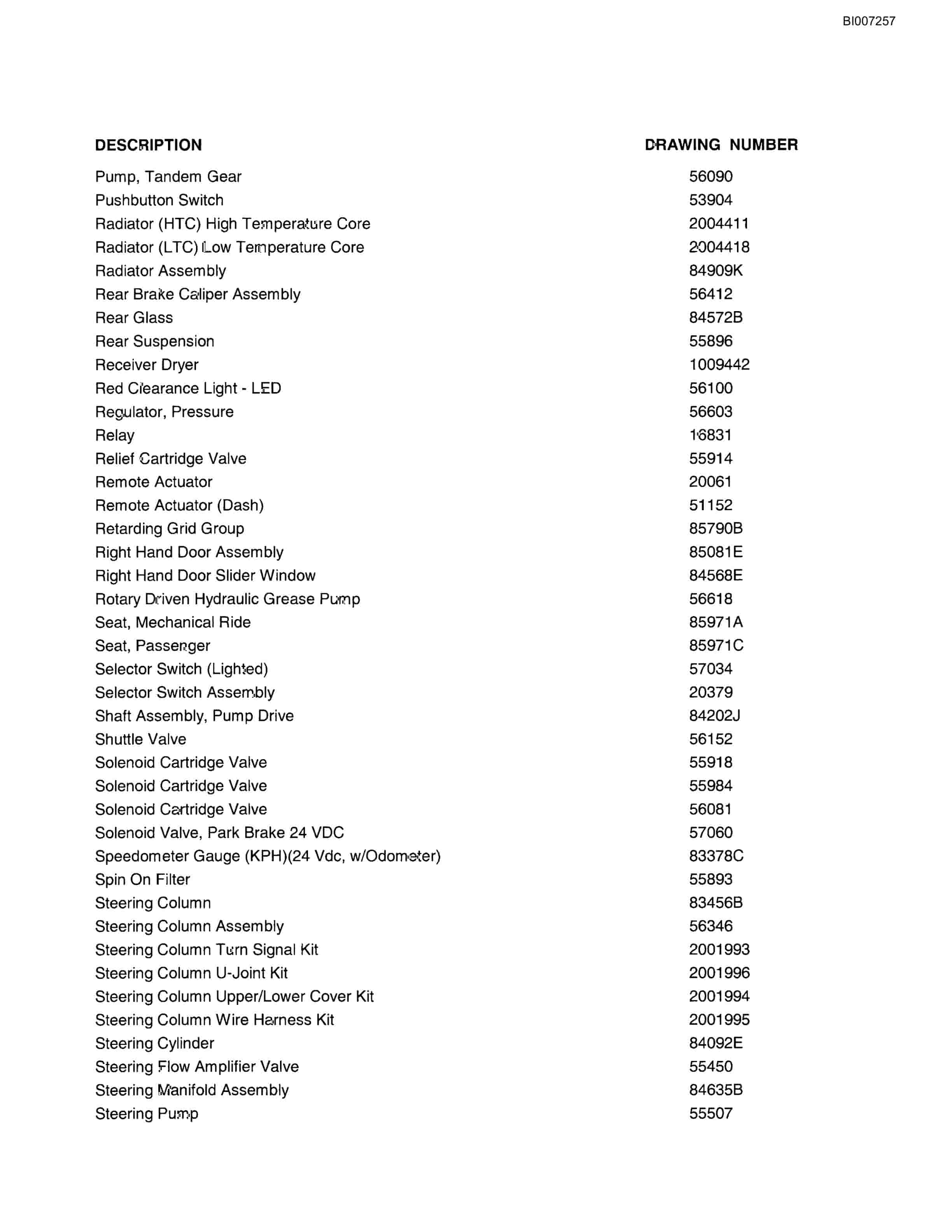 Bucyrus MT-4000AC Parts Catalog BI007257-3