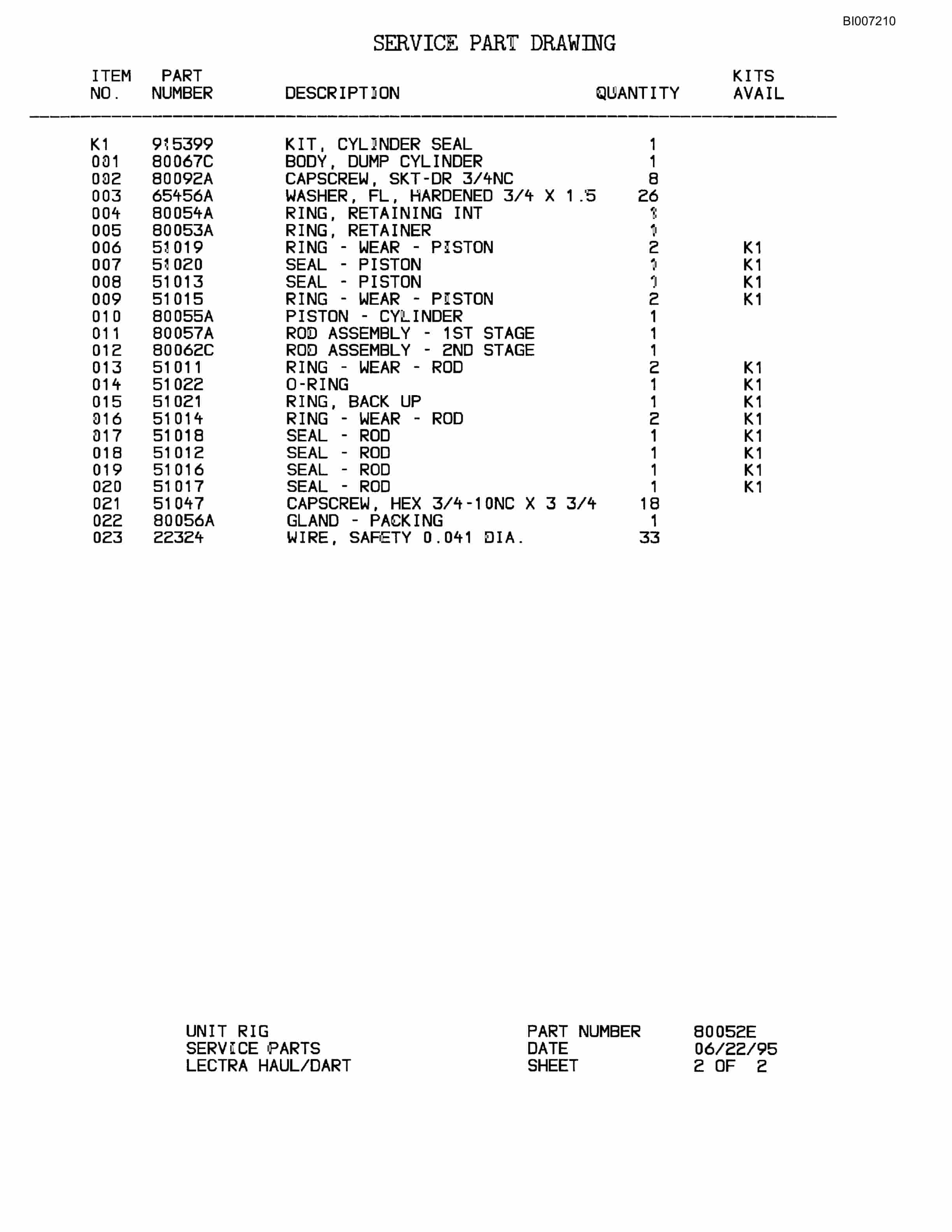 Bucyrus MT-4400 Parts Catalog BI007210-5