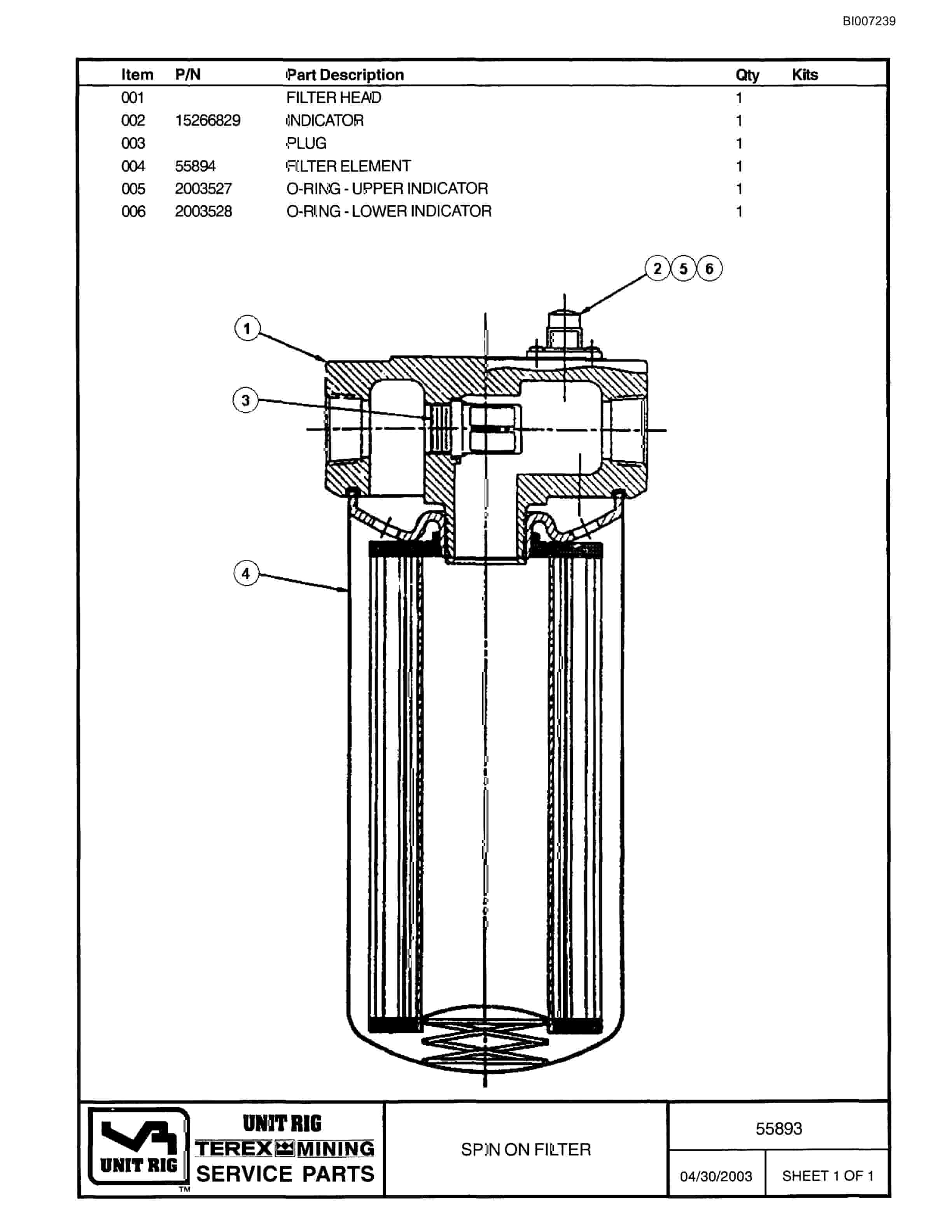 Bucyrus MT-4400 Parts Catalog BI007239-4