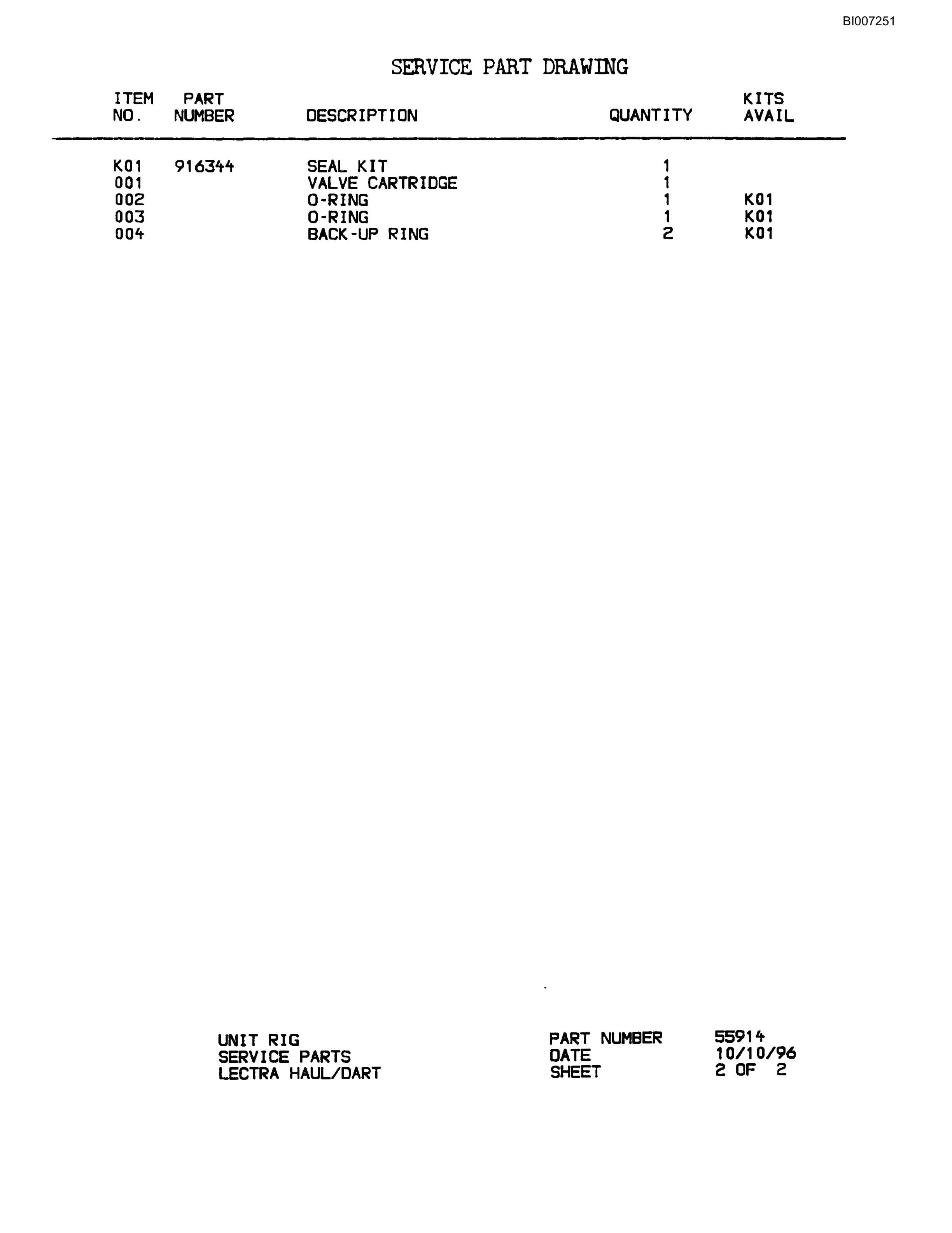Bucyrus MT-4400 Parts Catalog BI007251-4