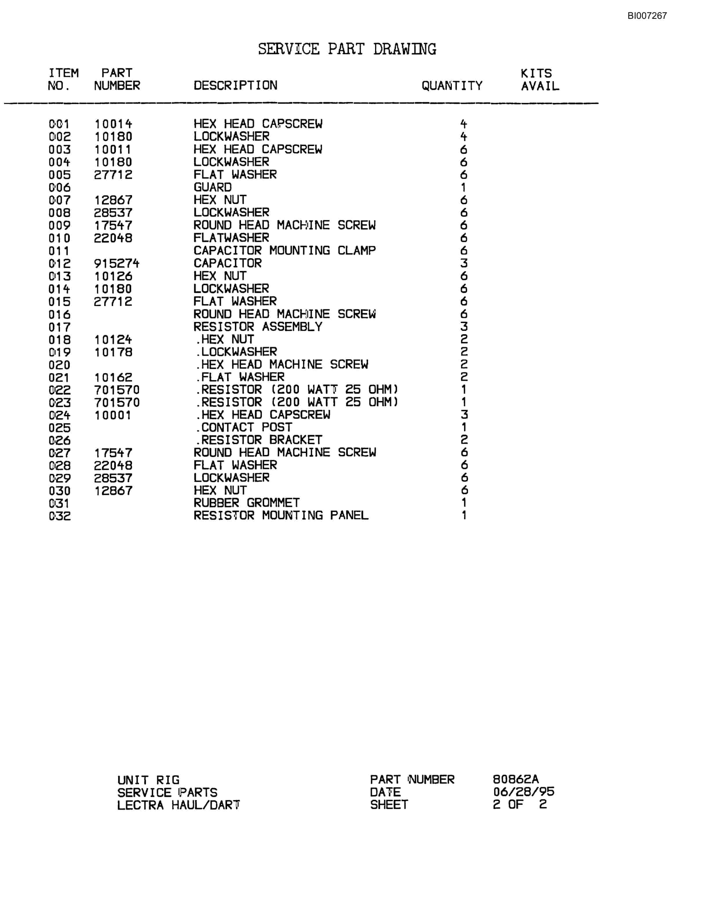 Bucyrus MT-4400 Parts Catalog BI007267-5