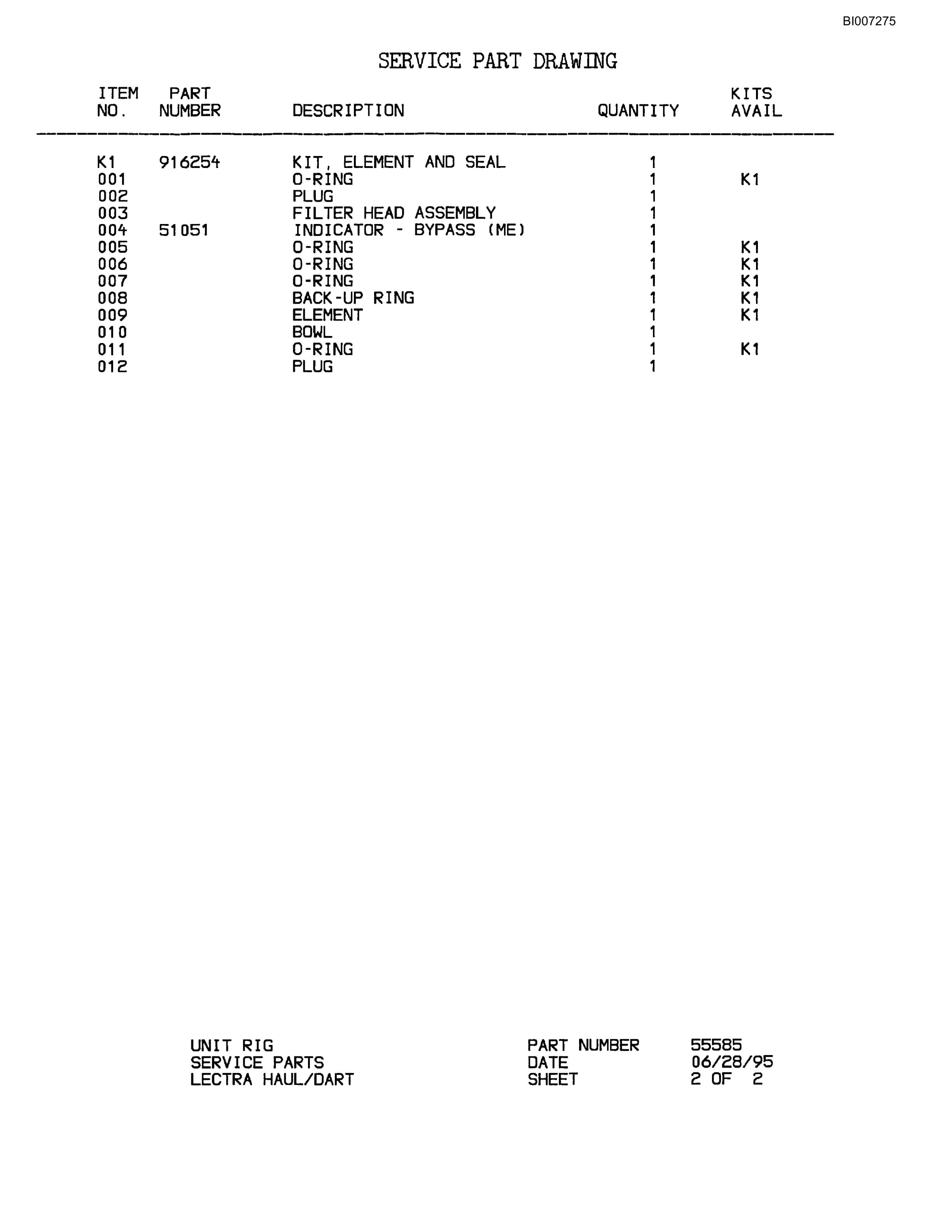 Bucyrus MT-4400 Parts Catalog BI007275-5