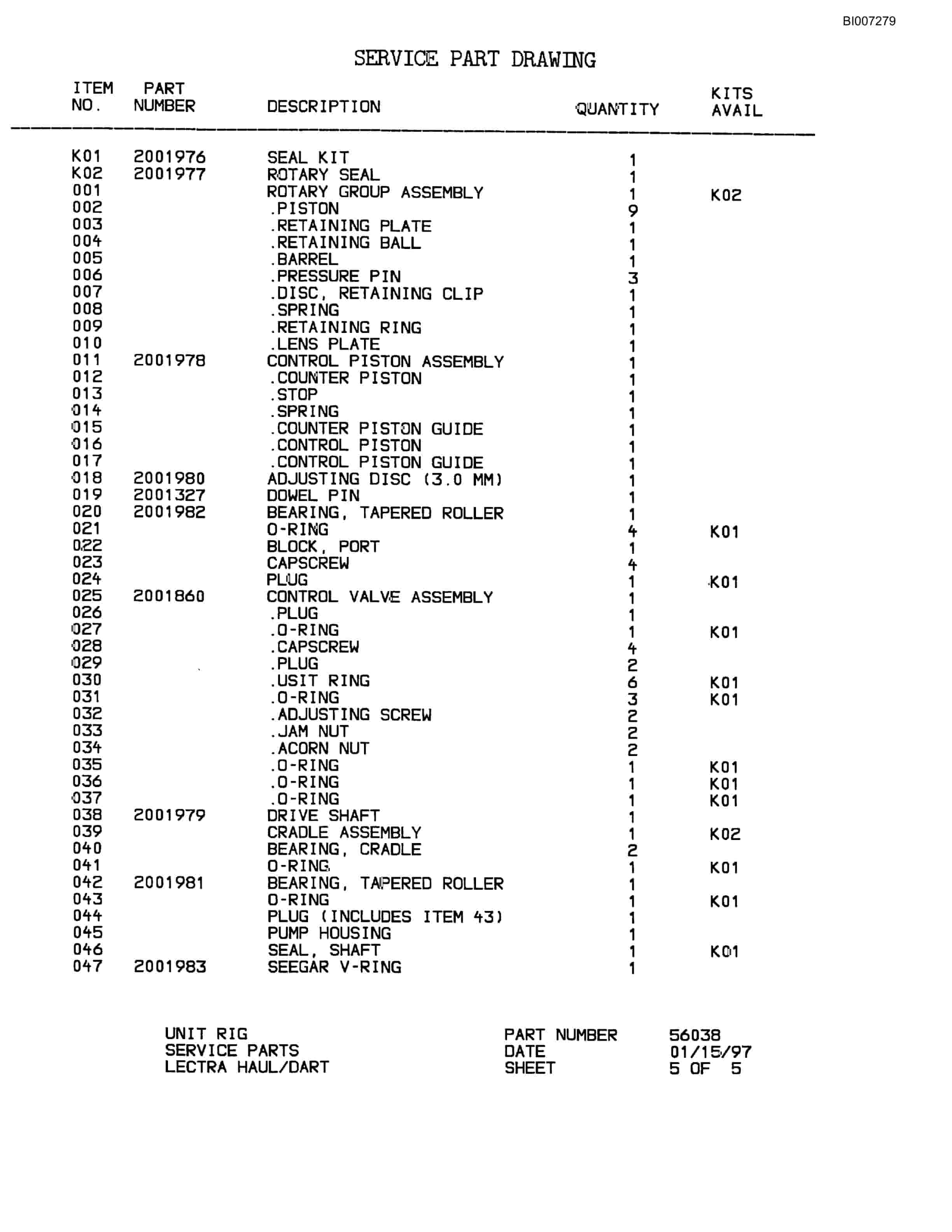 Bucyrus MT-4400 Parts Catalog BI007279-4