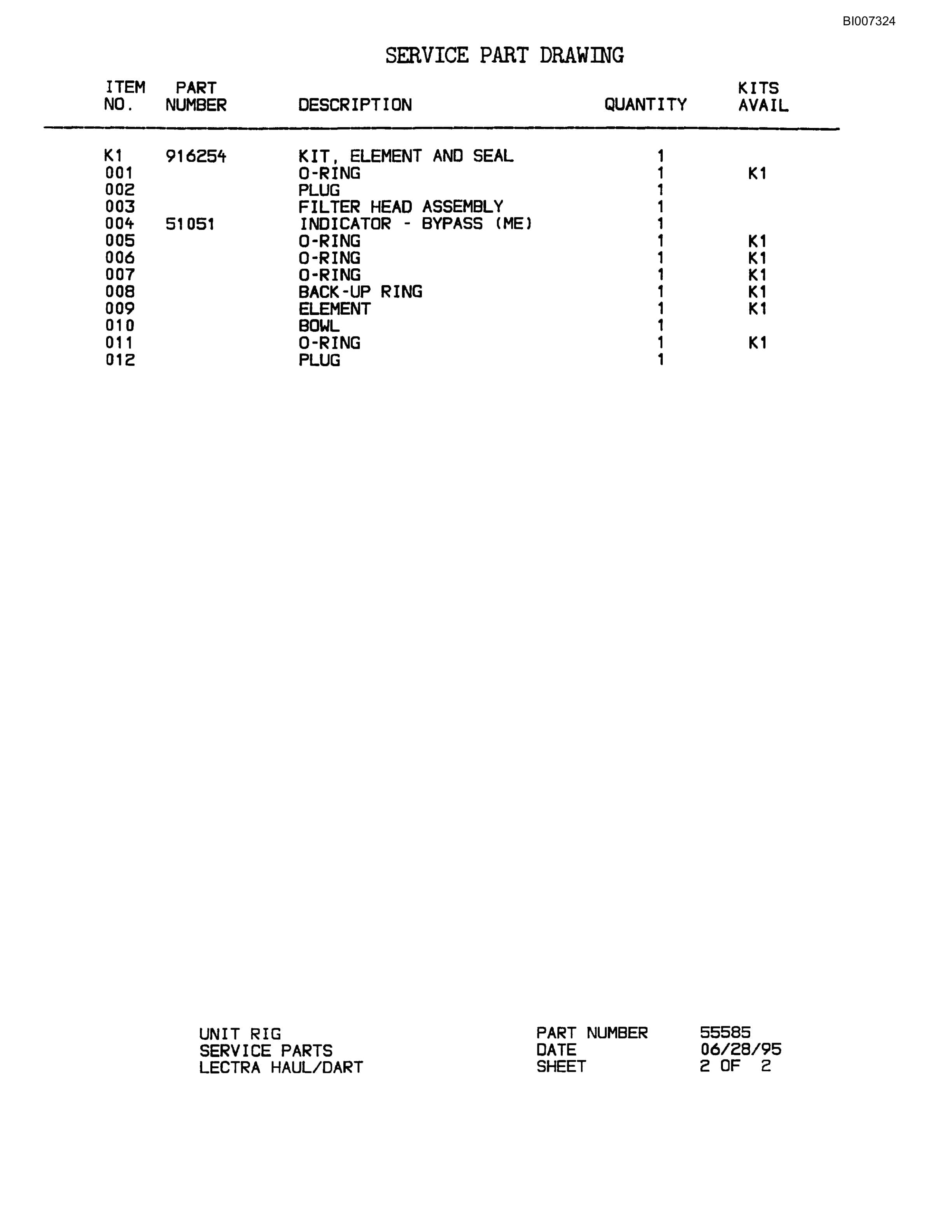 Bucyrus MT-4400 Parts Catalog BI007324-4