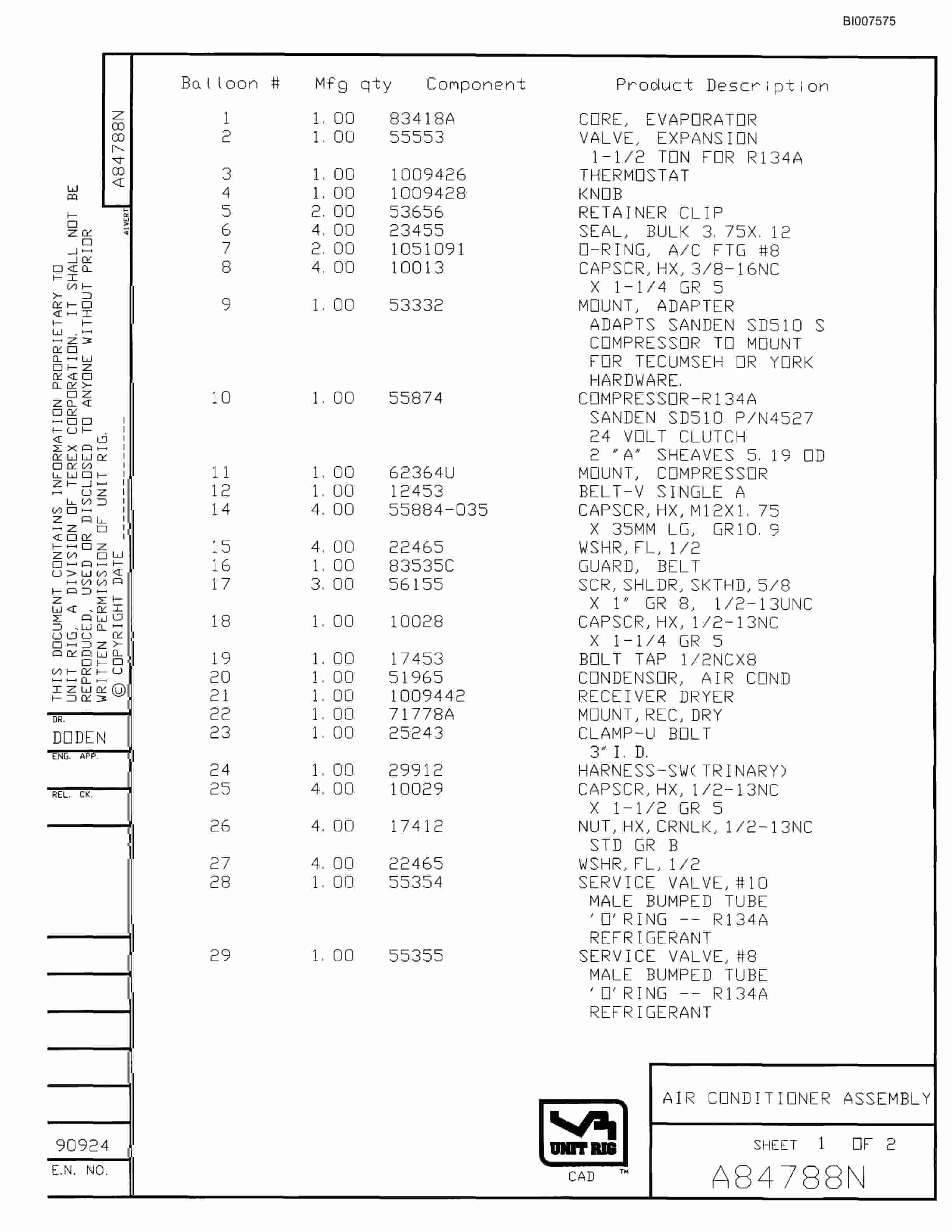 Bucyrus MT-4400 Parts Catalog BI007575-2