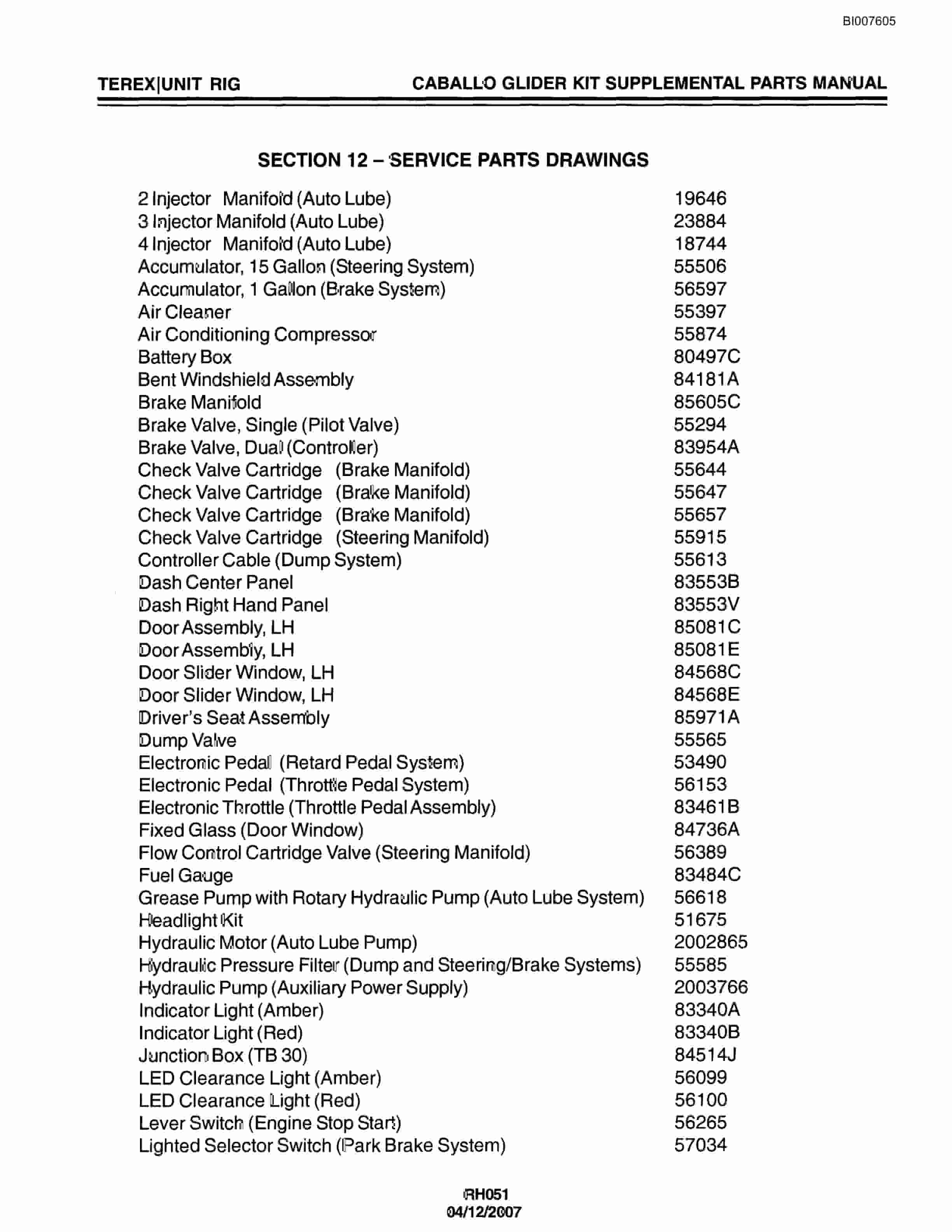 Bucyrus MT-4400 Parts Catalog BI007605-3