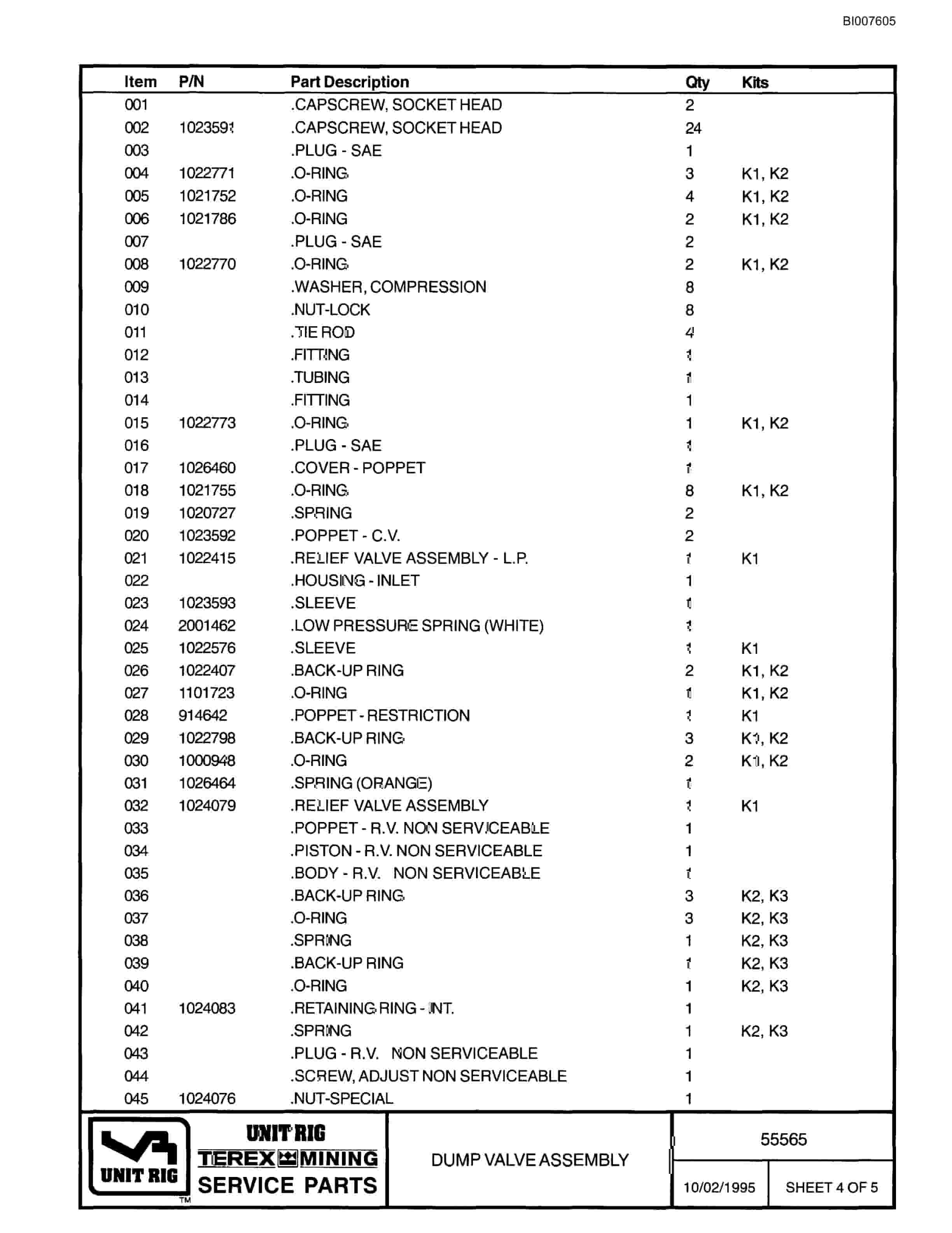 Bucyrus MT-4400 Parts Catalog BI007605-4
