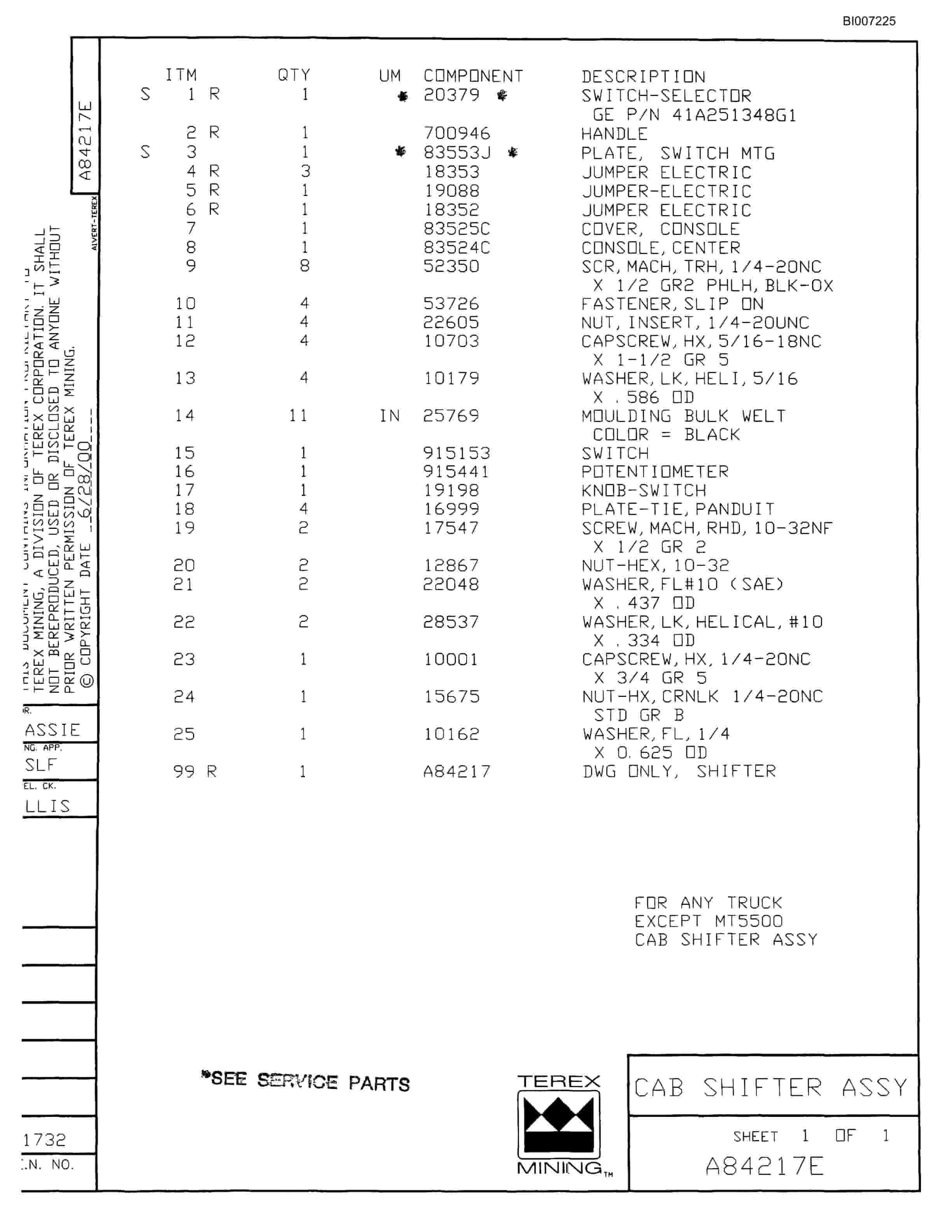 Bucyrus MT-4400AC Parts Catalog BI007225-2