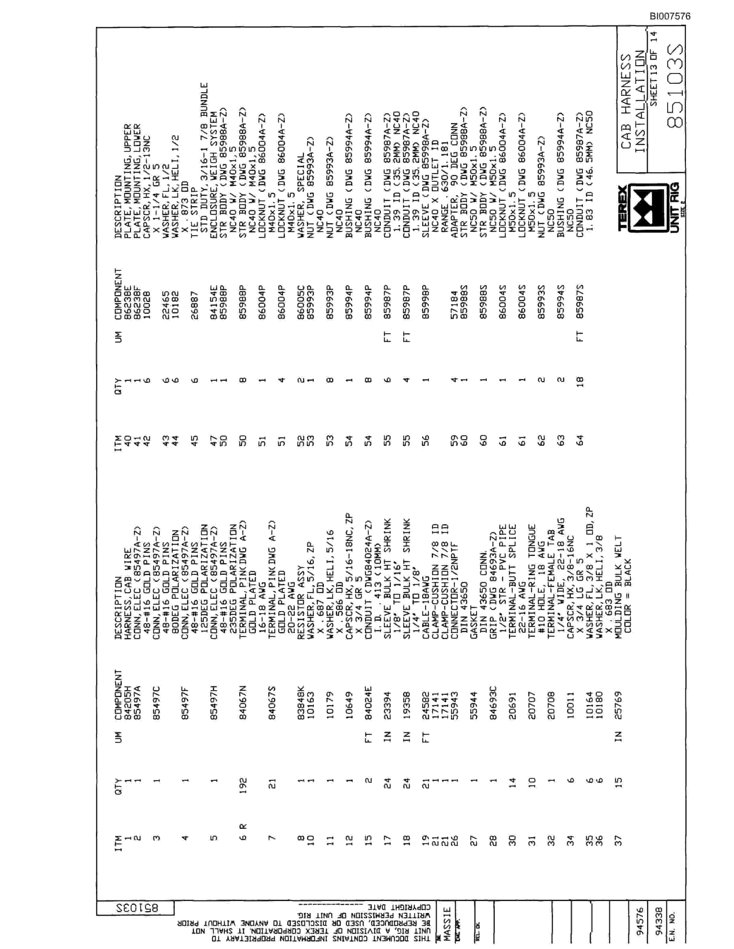 Bucyrus MT-4400AC Parts Catalog BI007576-2