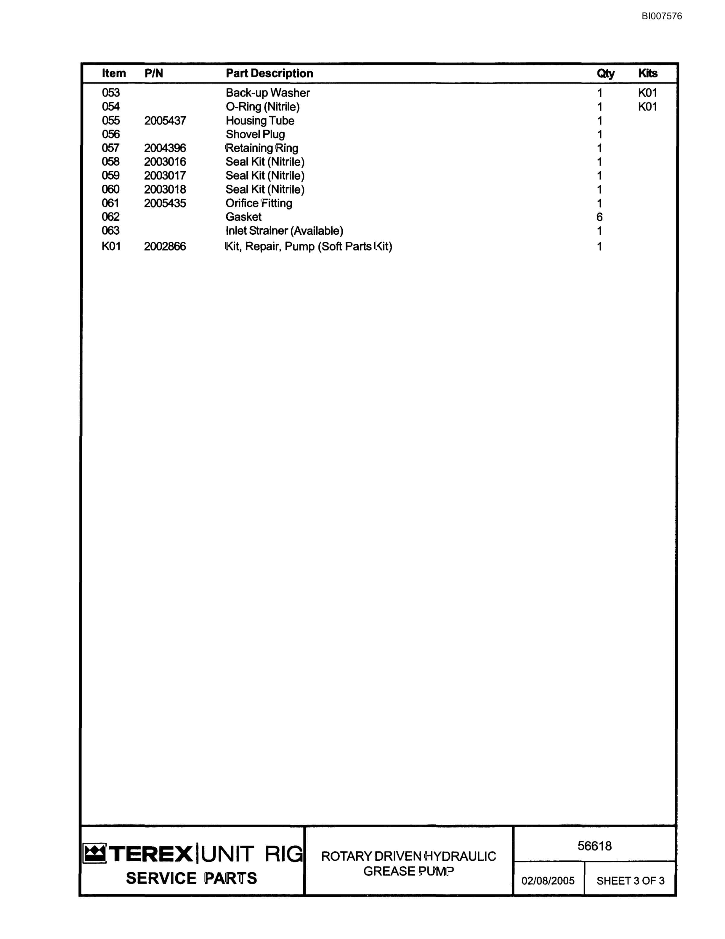Bucyrus MT-4400AC Parts Catalog BI007576-5