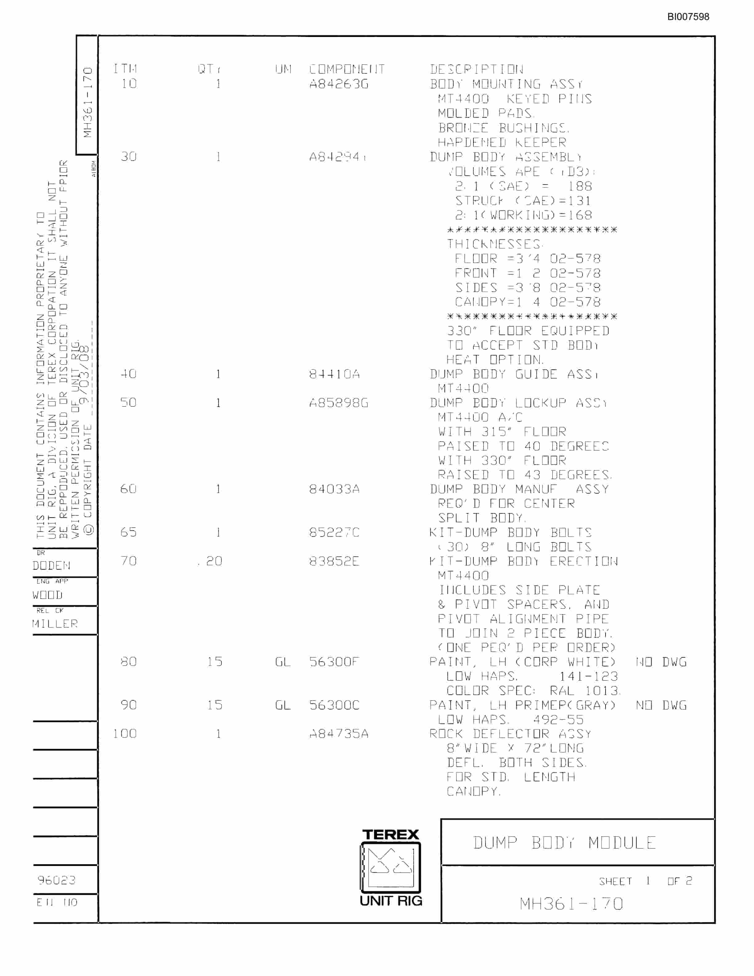 Bucyrus MT-4400AC Parts Catalog BI007598-3