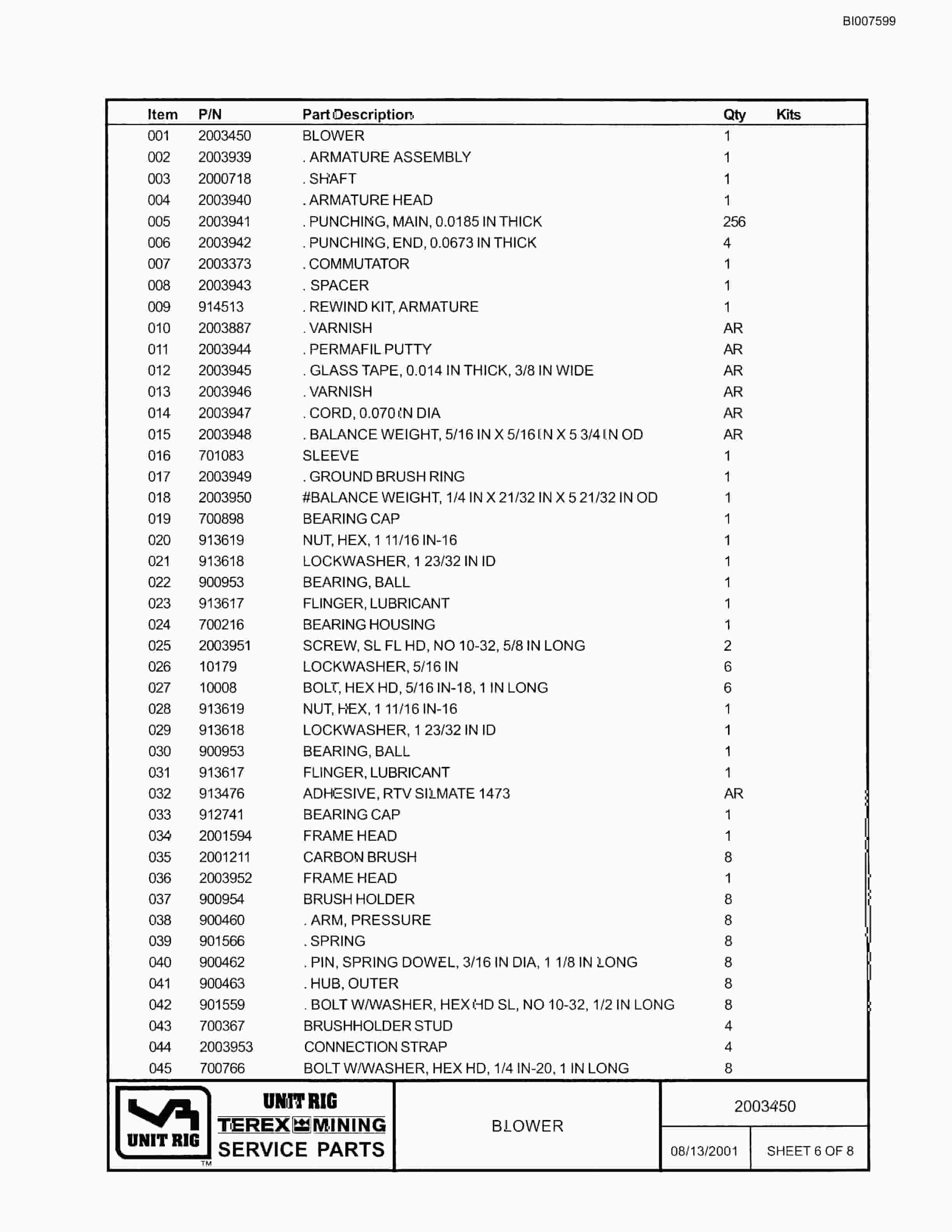 Bucyrus MT-4400AC Parts Catalog BI007599-3