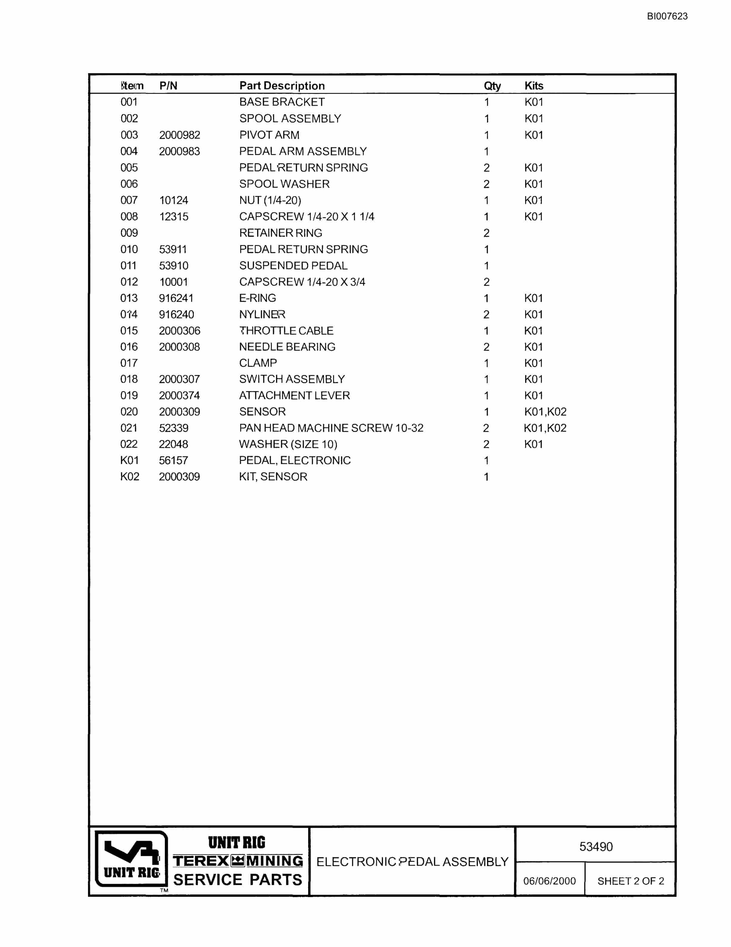 Bucyrus MT-4400AC Parts Catalog BI007623-3