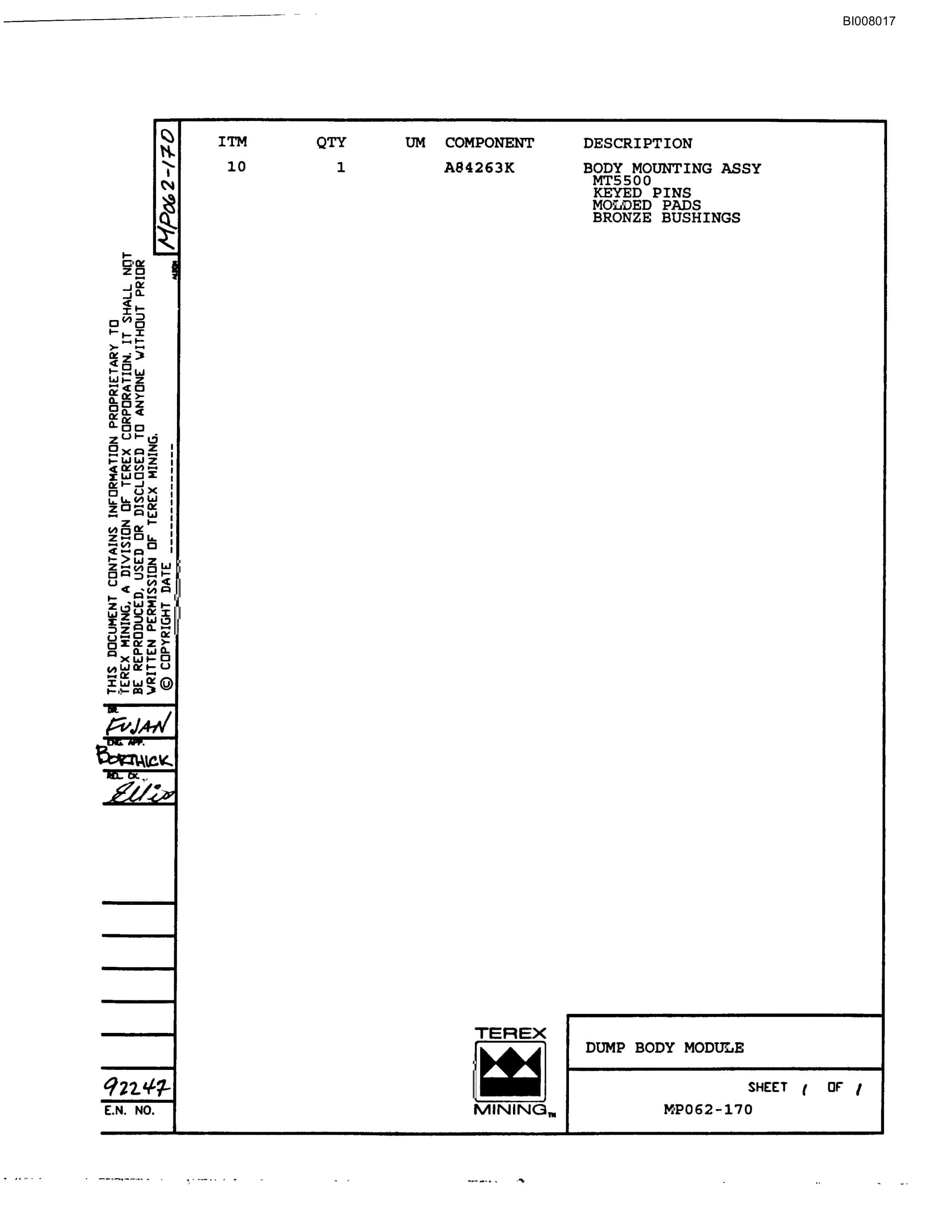 Bucyrus MT-5500 Parts Catalog BI008017-3
