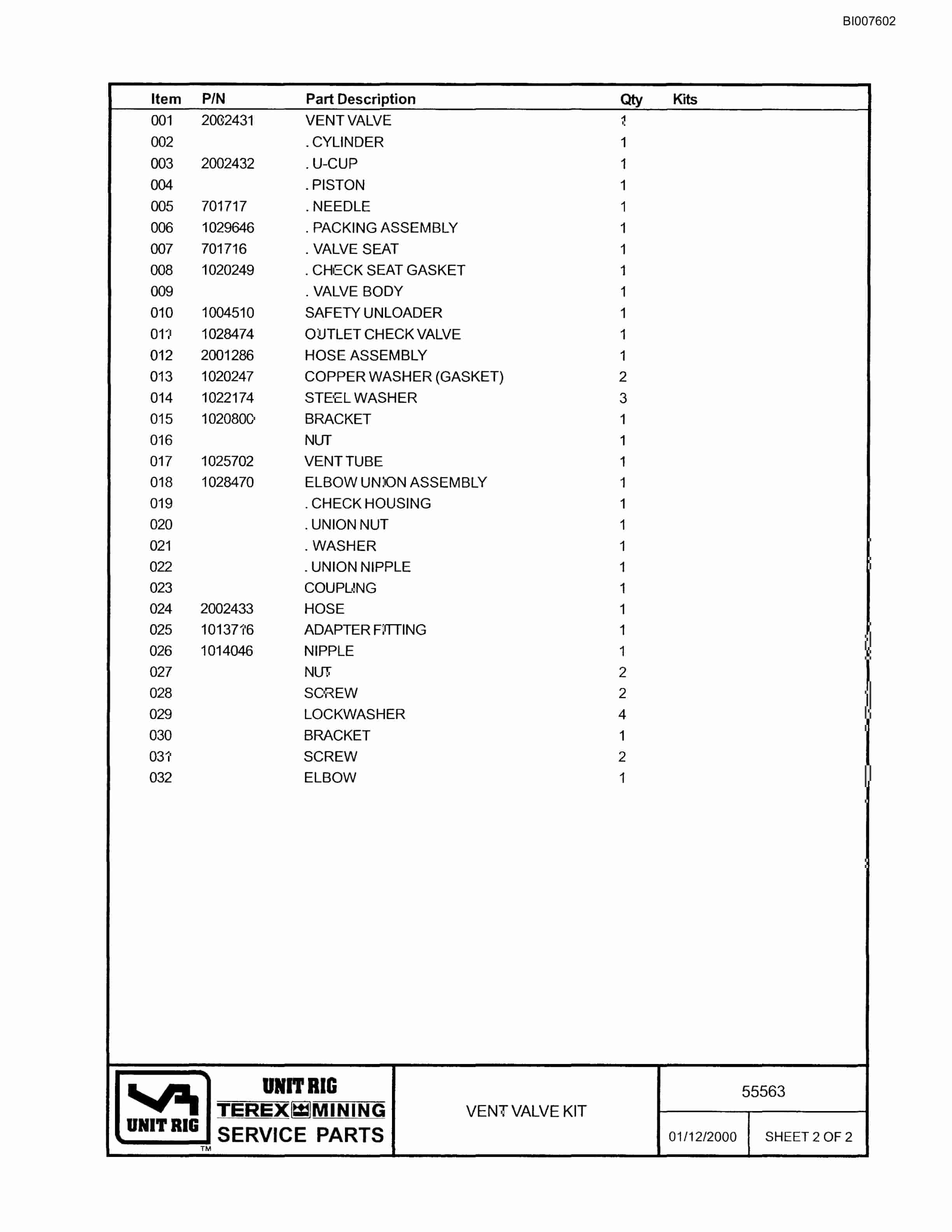 Bucyrus MT-5500AC Parts Catalog BI007602-4