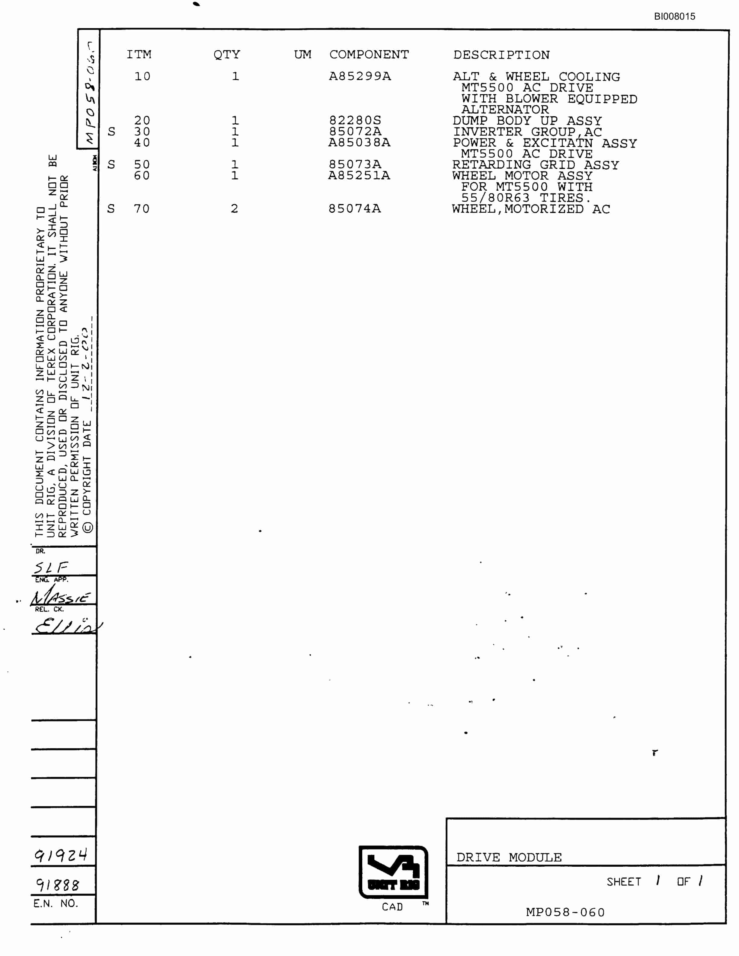 Bucyrus MT-5500AC Parts Catalog BI008015-3