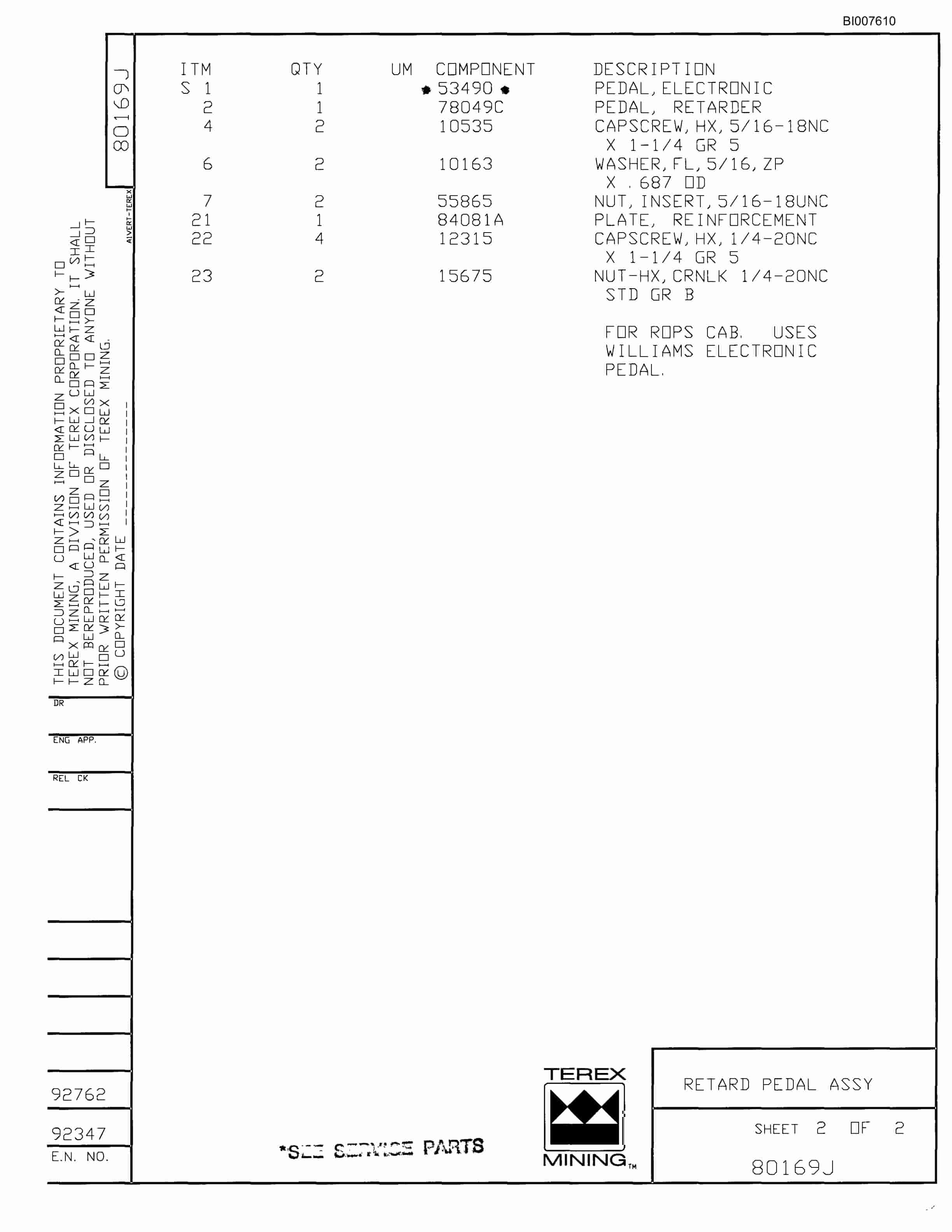 Bucyrus MT-5500B Parts Catalog BI007610-2