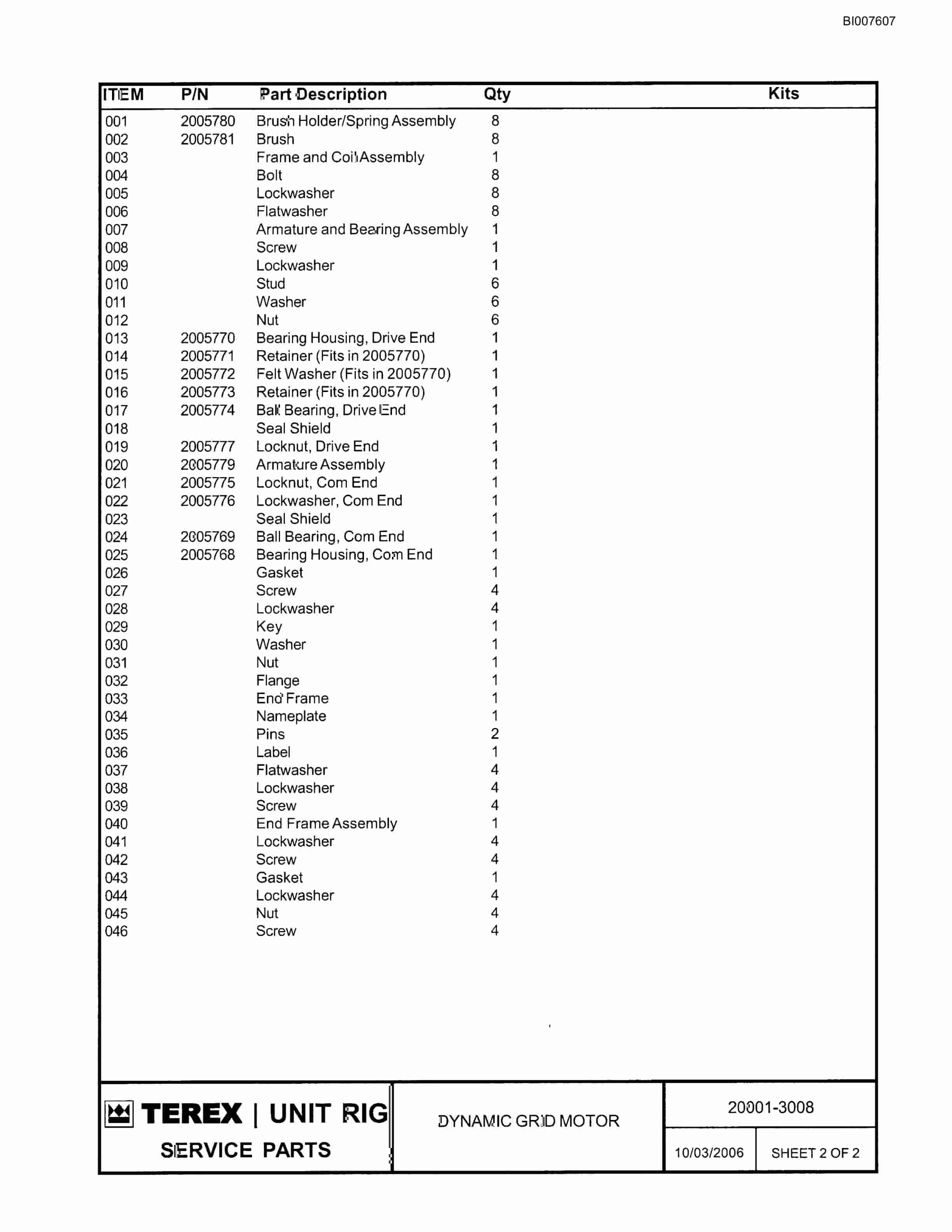 Bucyrus MT-6300AC Parts Catalog BI007607-3