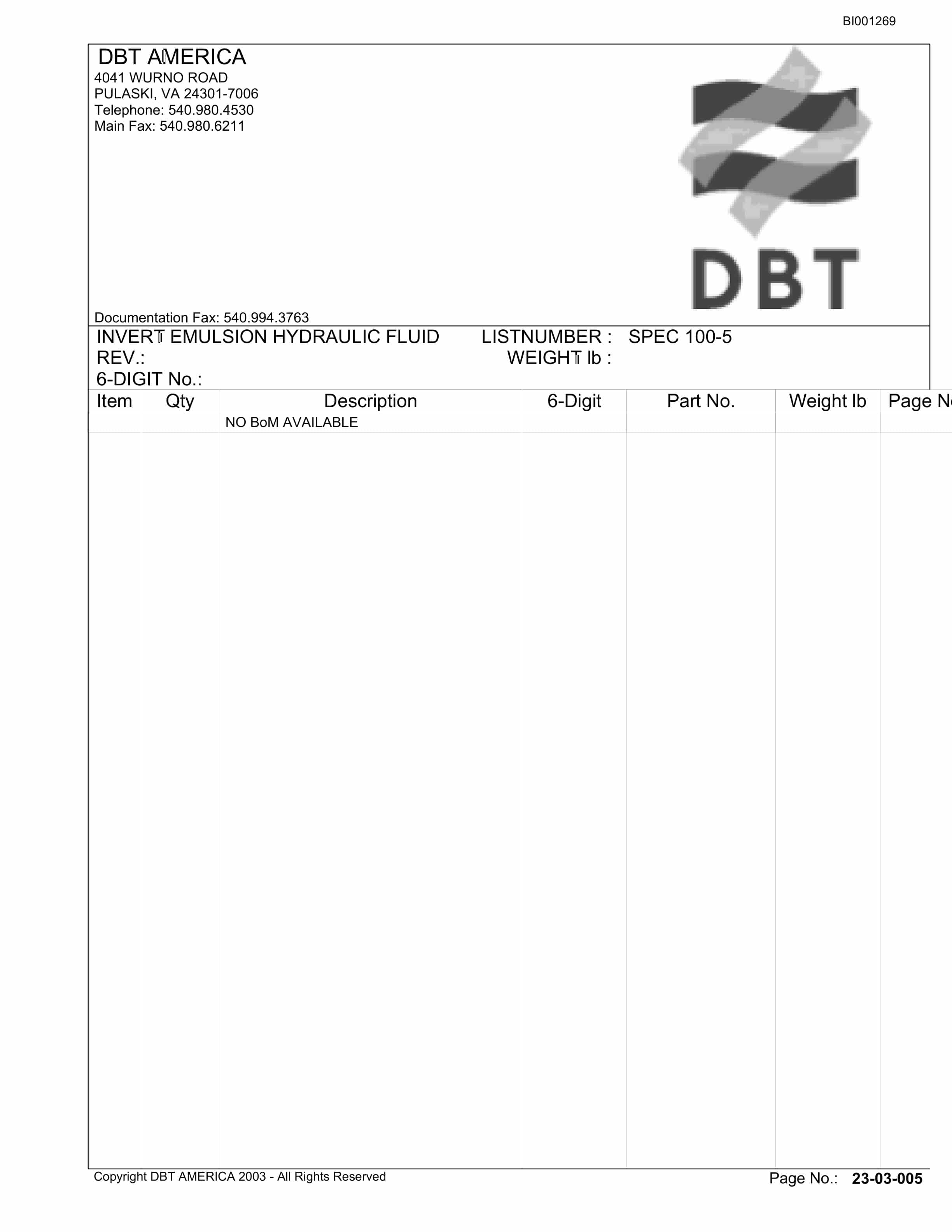 Bucyrus Power Units Andalex Resources Parts Catalog BI001269-3