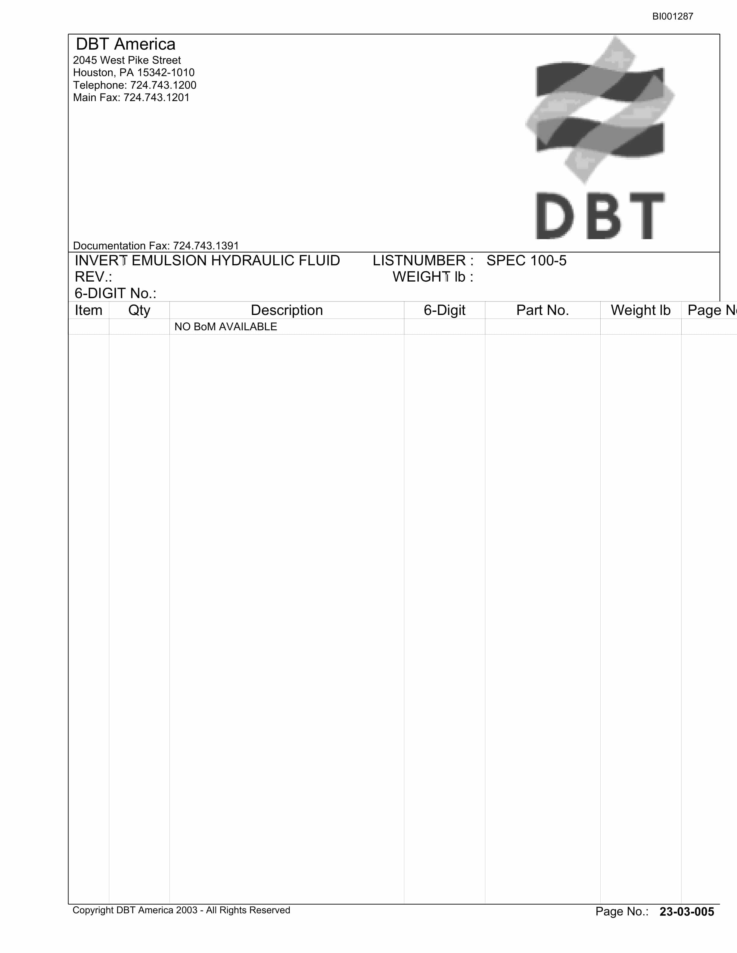 Bucyrus Power Units Andalex Resources Parts Catalog BI001287-3