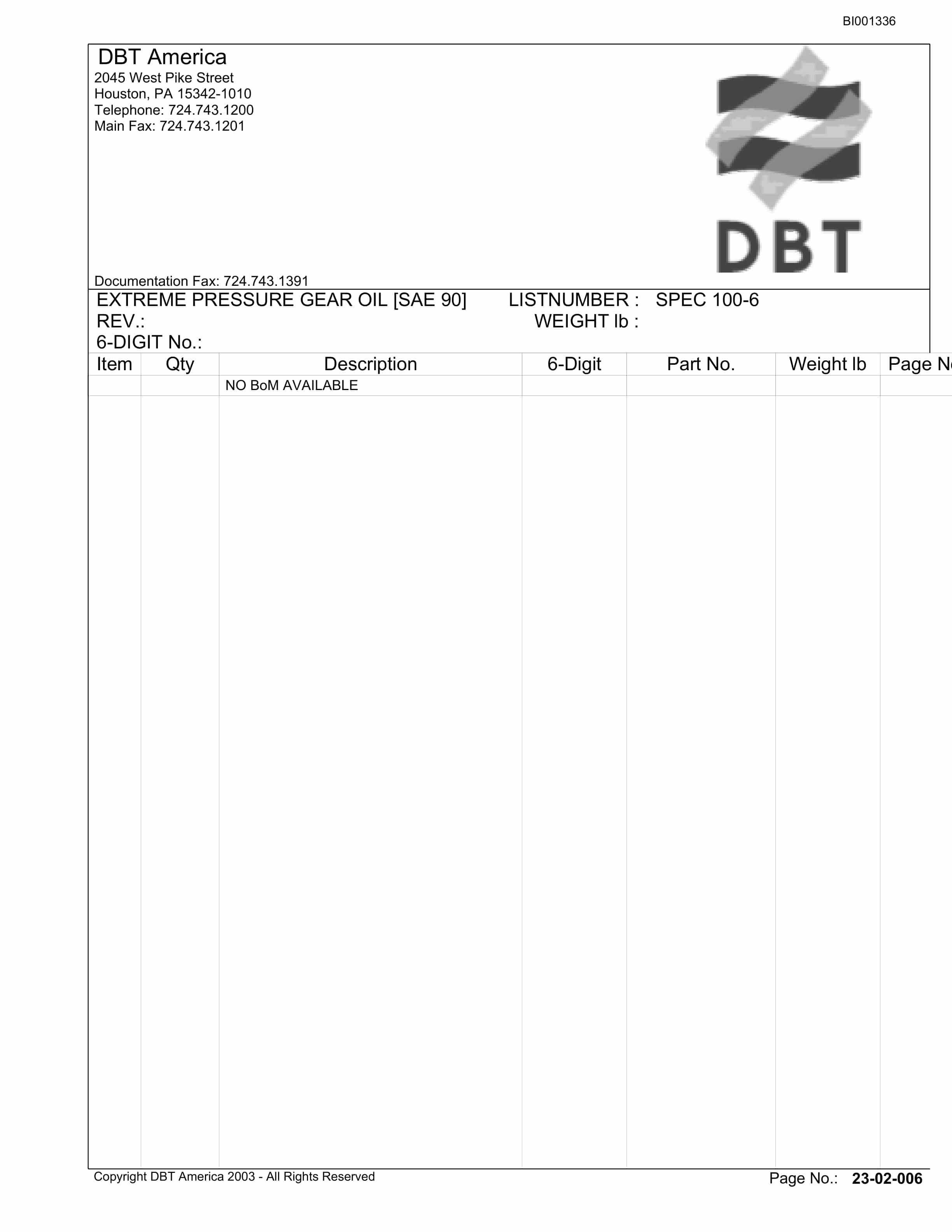 Bucyrus Power Units Andalex Resources Parts Catalog BI001336-3