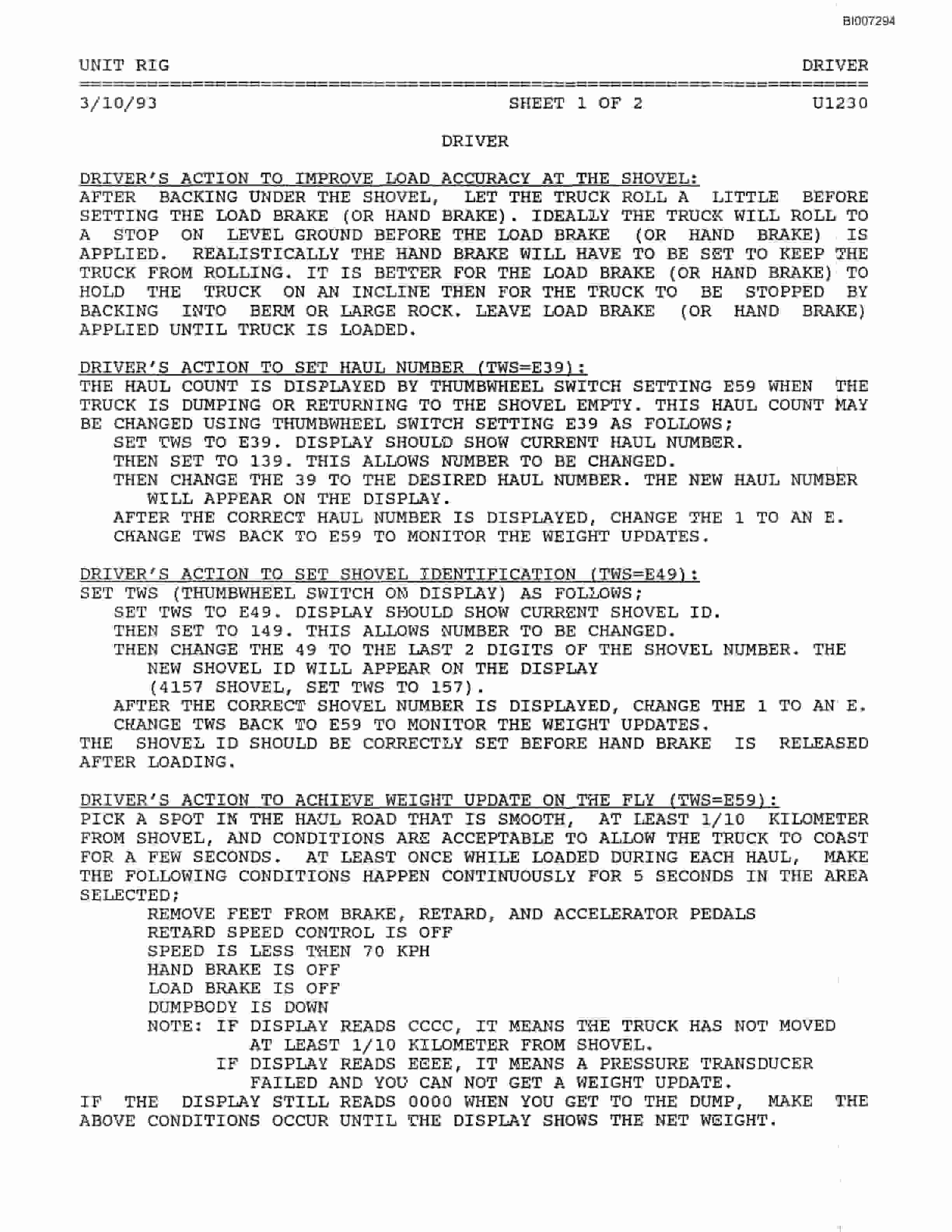 Bucyrus Qi-Dashan MT3600 Technical Manual BI007294-2