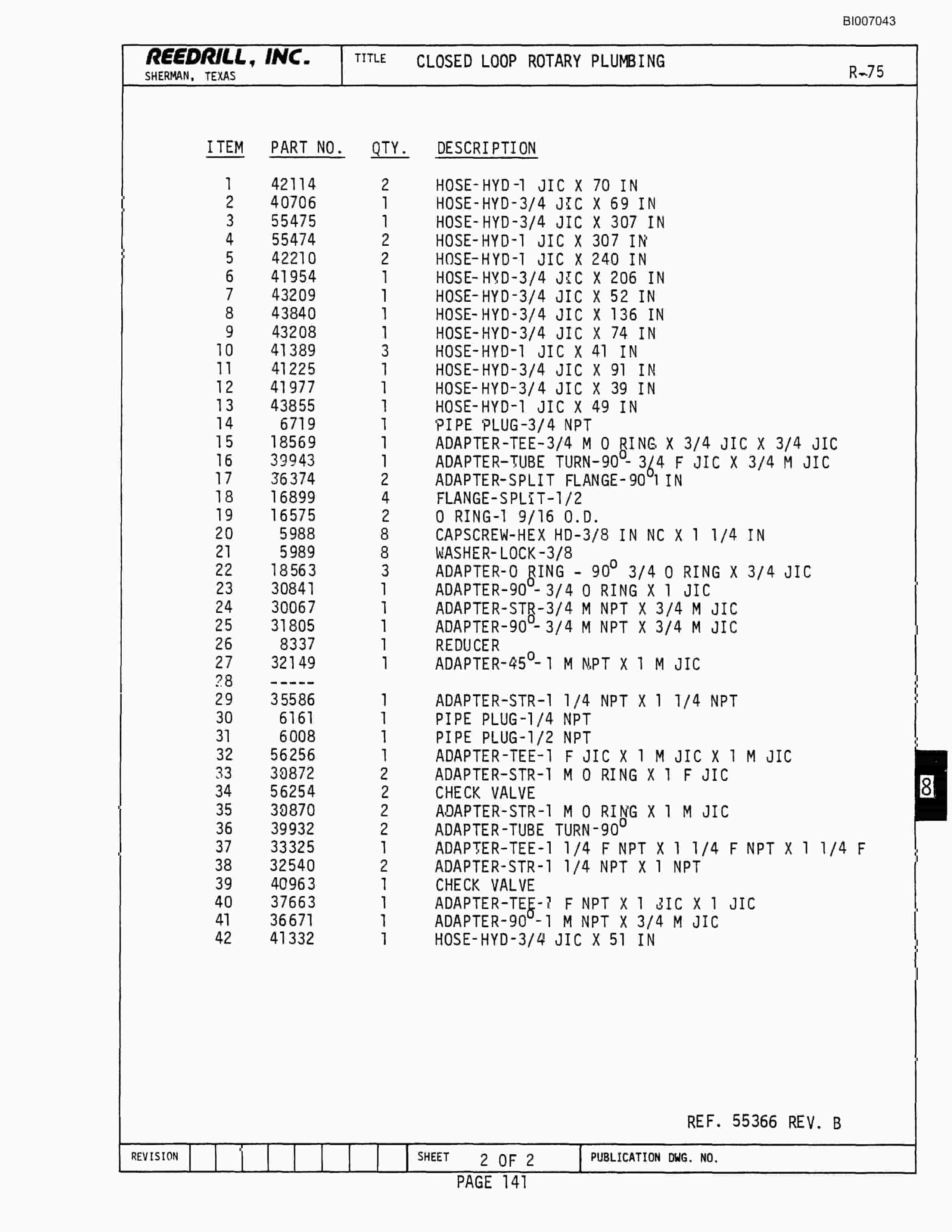 Bucyrus R-75 Parts Catalog BI007043-5