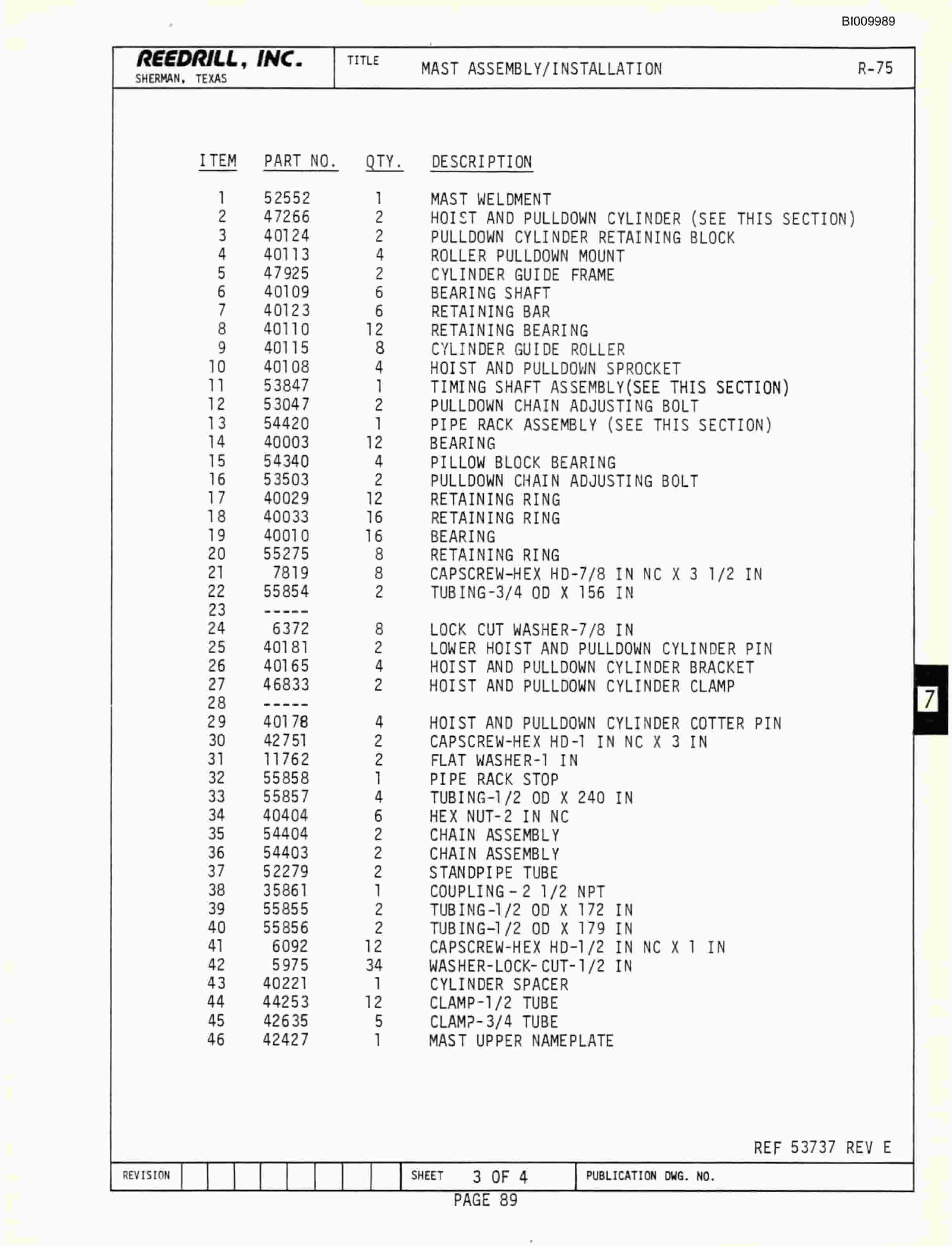 Bucyrus R-75 Parts Catalog BI009989-2