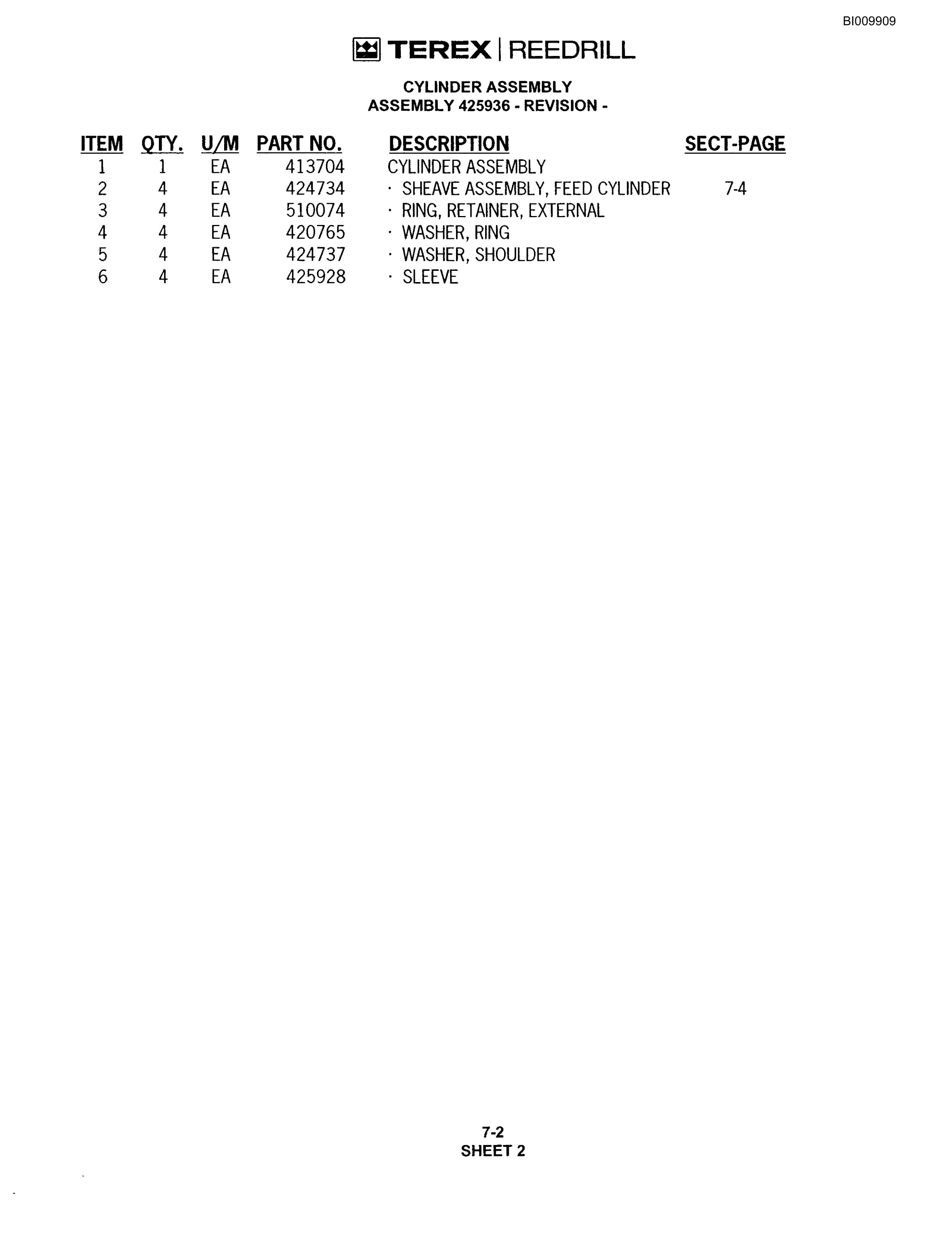 Bucyrus R20 Track Drill Parts Catalog BI009909-5
