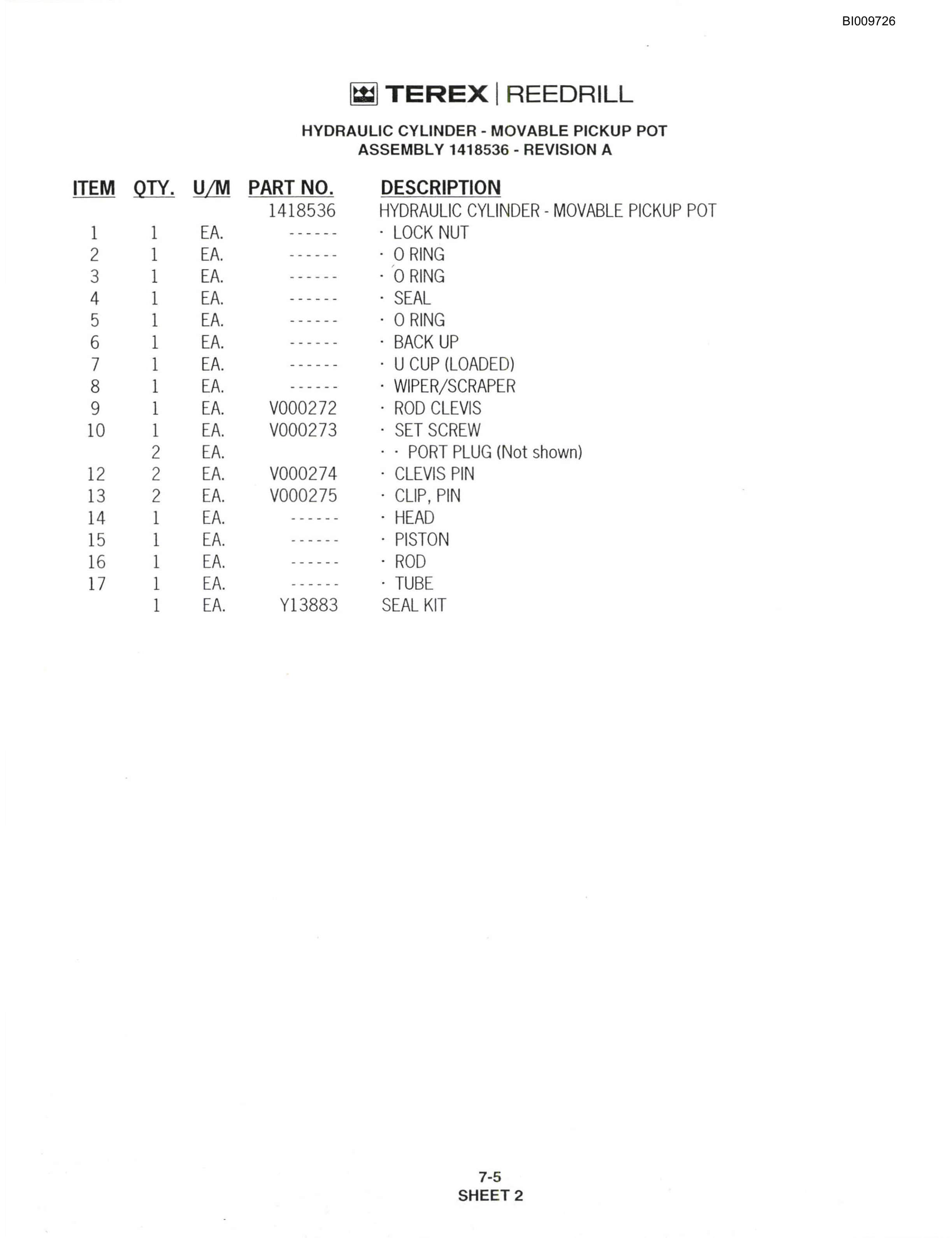 Bucyrus R20C Track Drill Parts Catalog BI009726-4