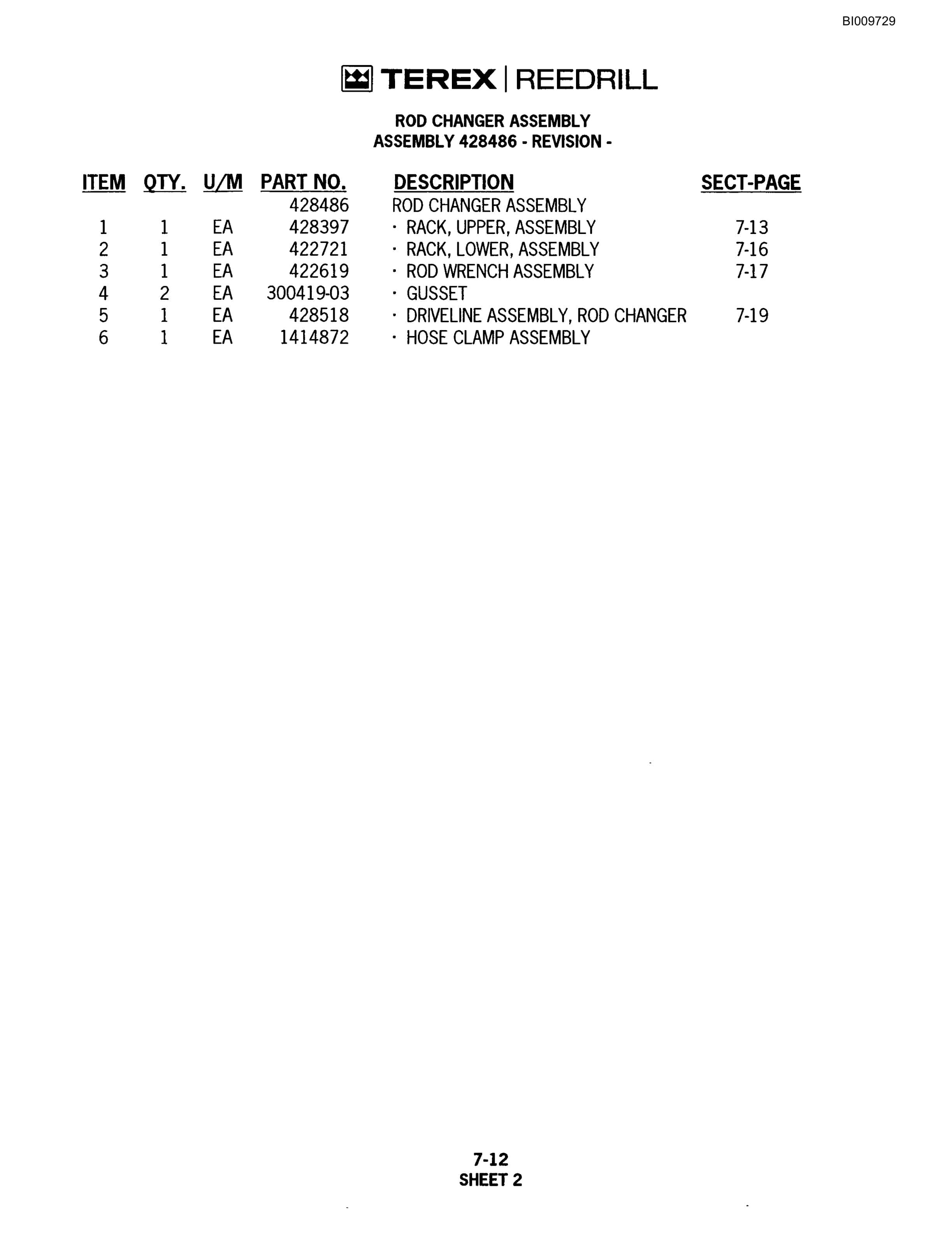 Bucyrus R20T-45 Parts Catalog BI009729-4
