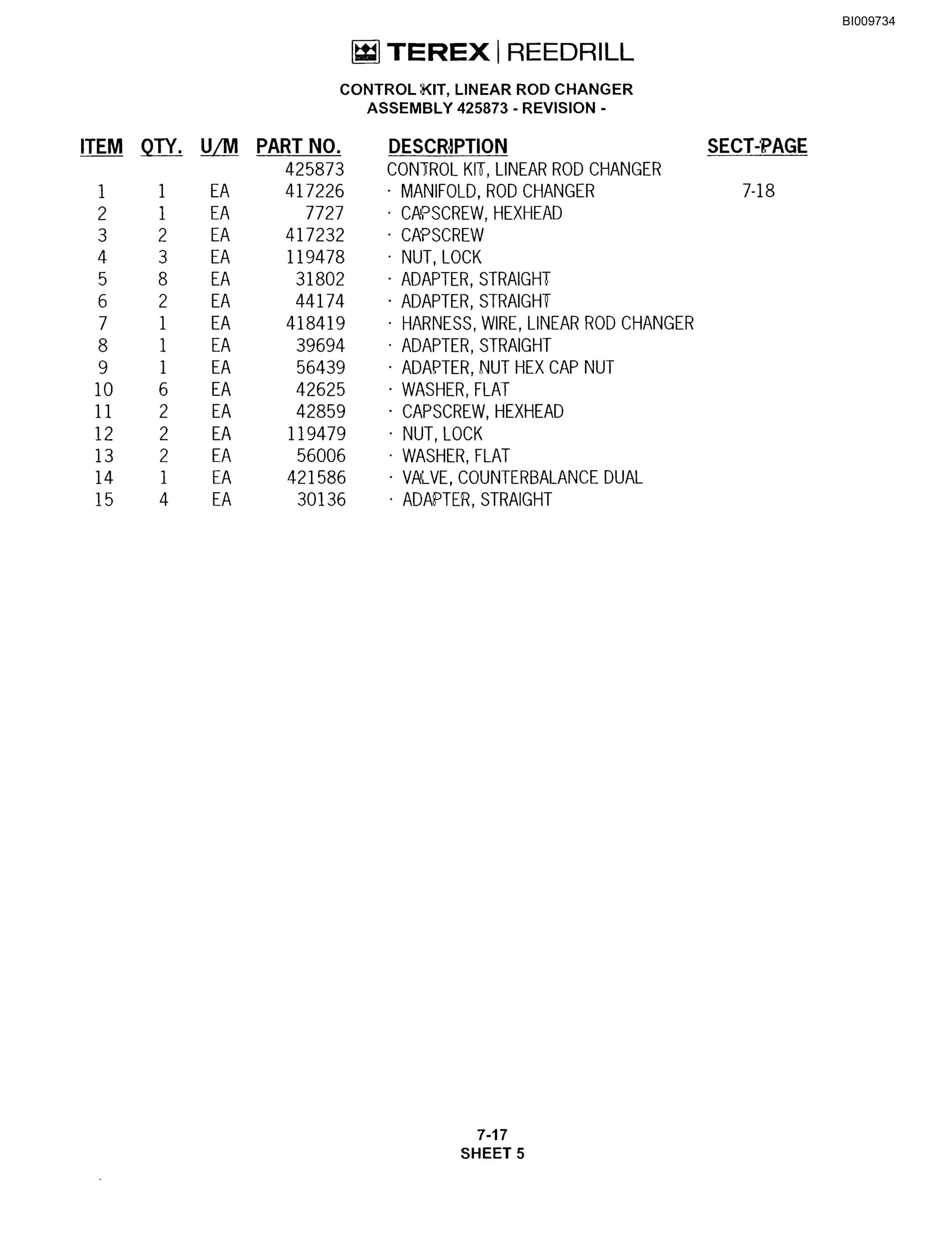 Bucyrus R20T-ATW Track Drill Parts Catalog BI009734-5